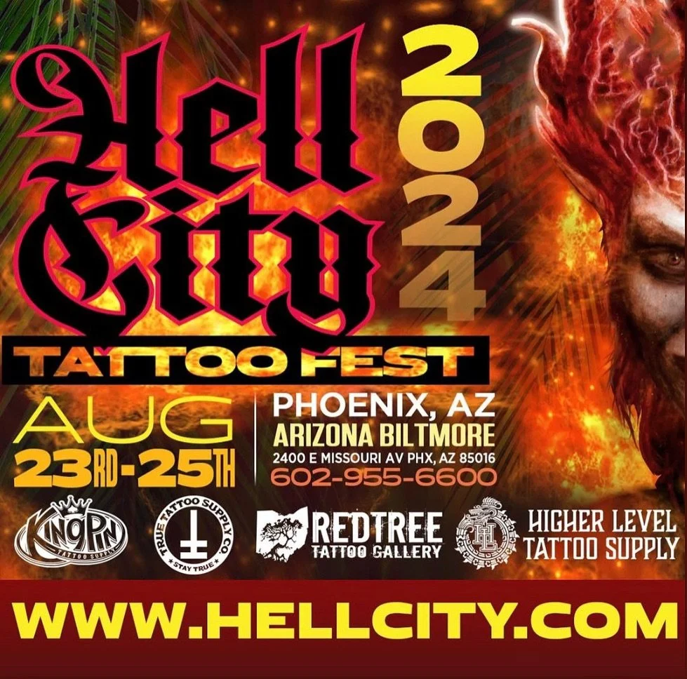 All Hell is about to break loose in Phoenix Arizona this weekend at the @hell_city tattoo festival!🔥🔥

This is one of the best conventions of the year, with some of the best artists in the game, and is held at the stunning @arizonabiltmore! You def