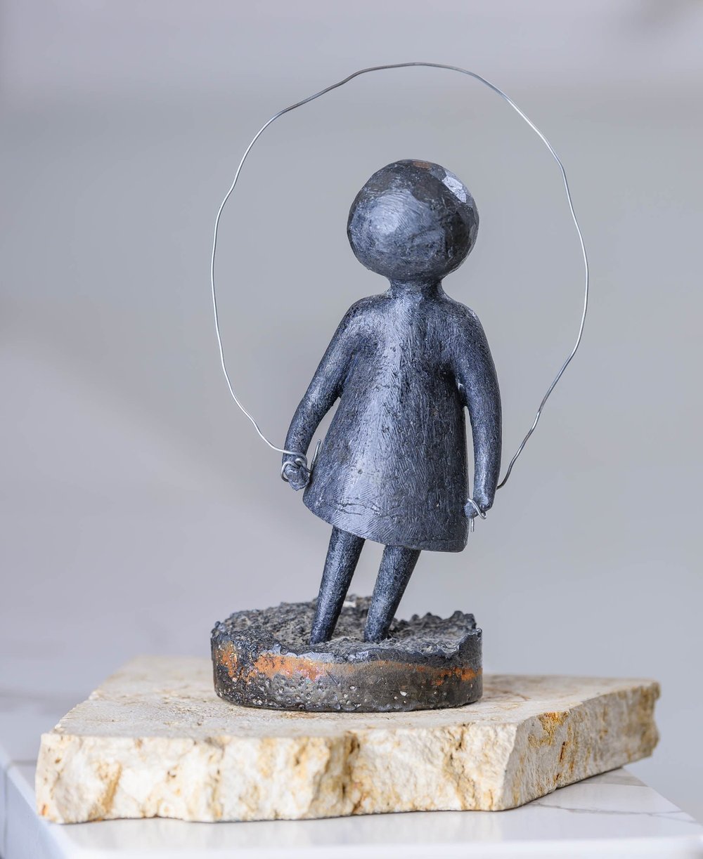 Grapple Rope Statue Girl Jumping Rope Statue