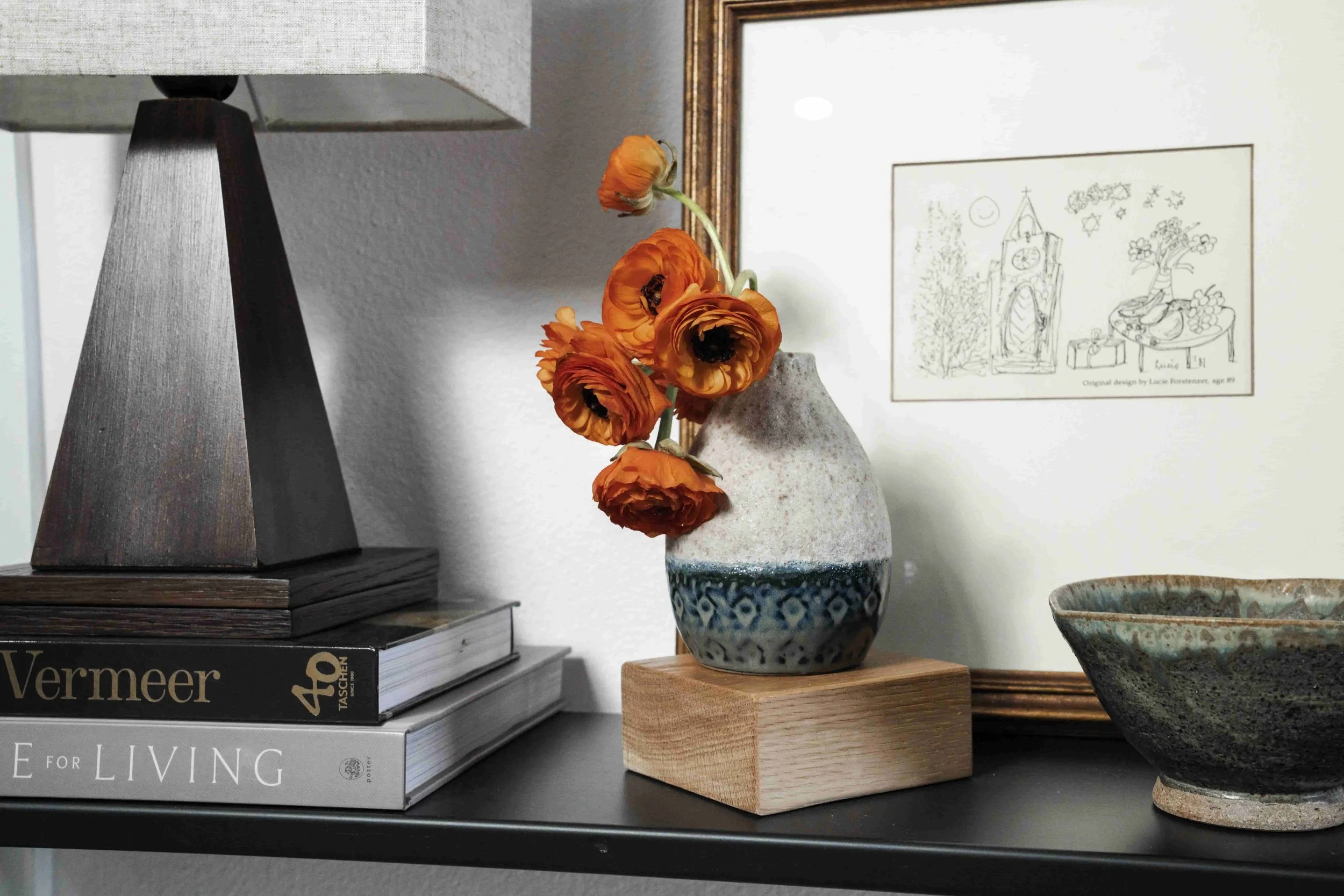 vintage stoneware vase with flowers.jpg