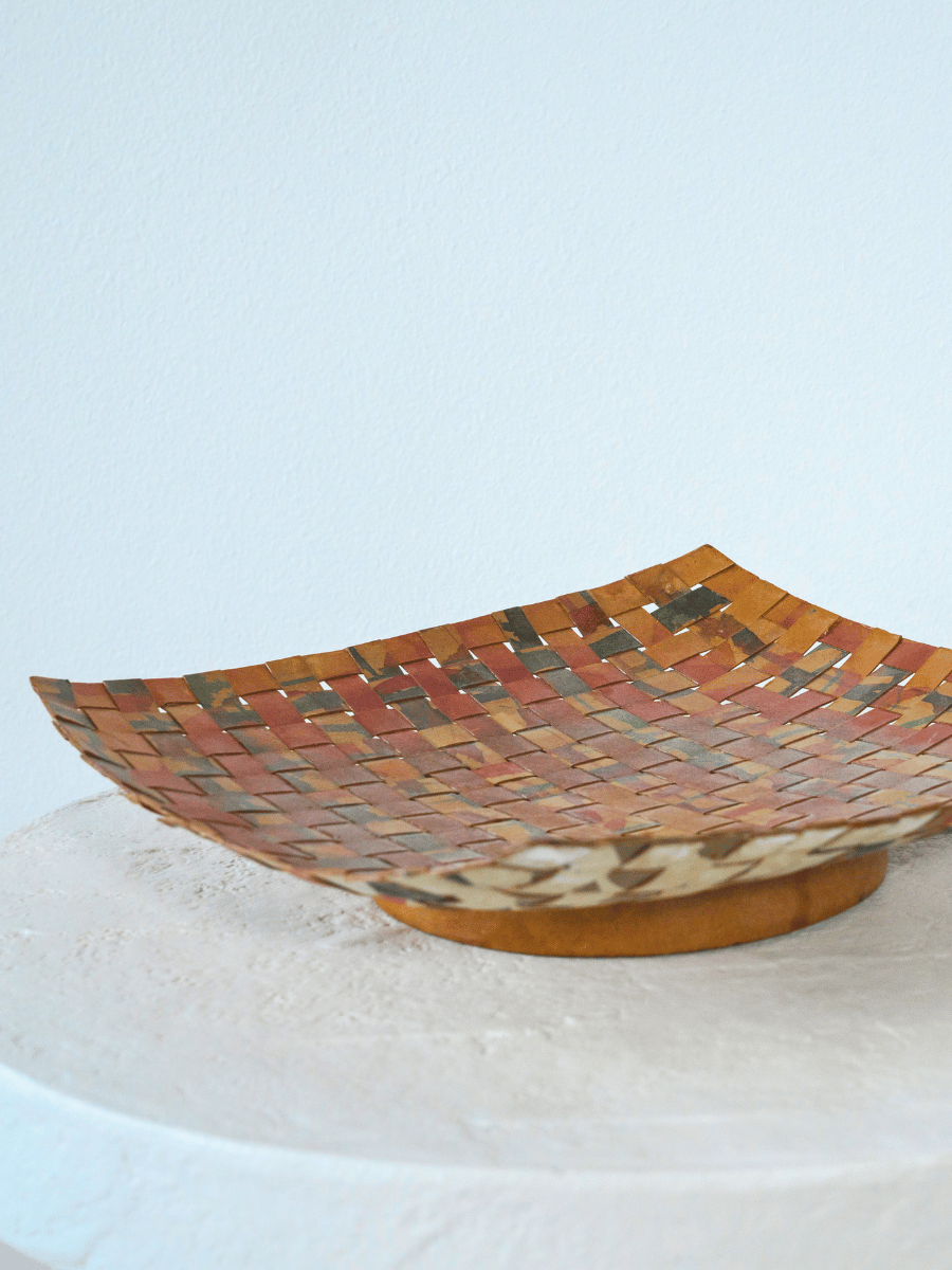 Woven Paper Pedestal Bowl