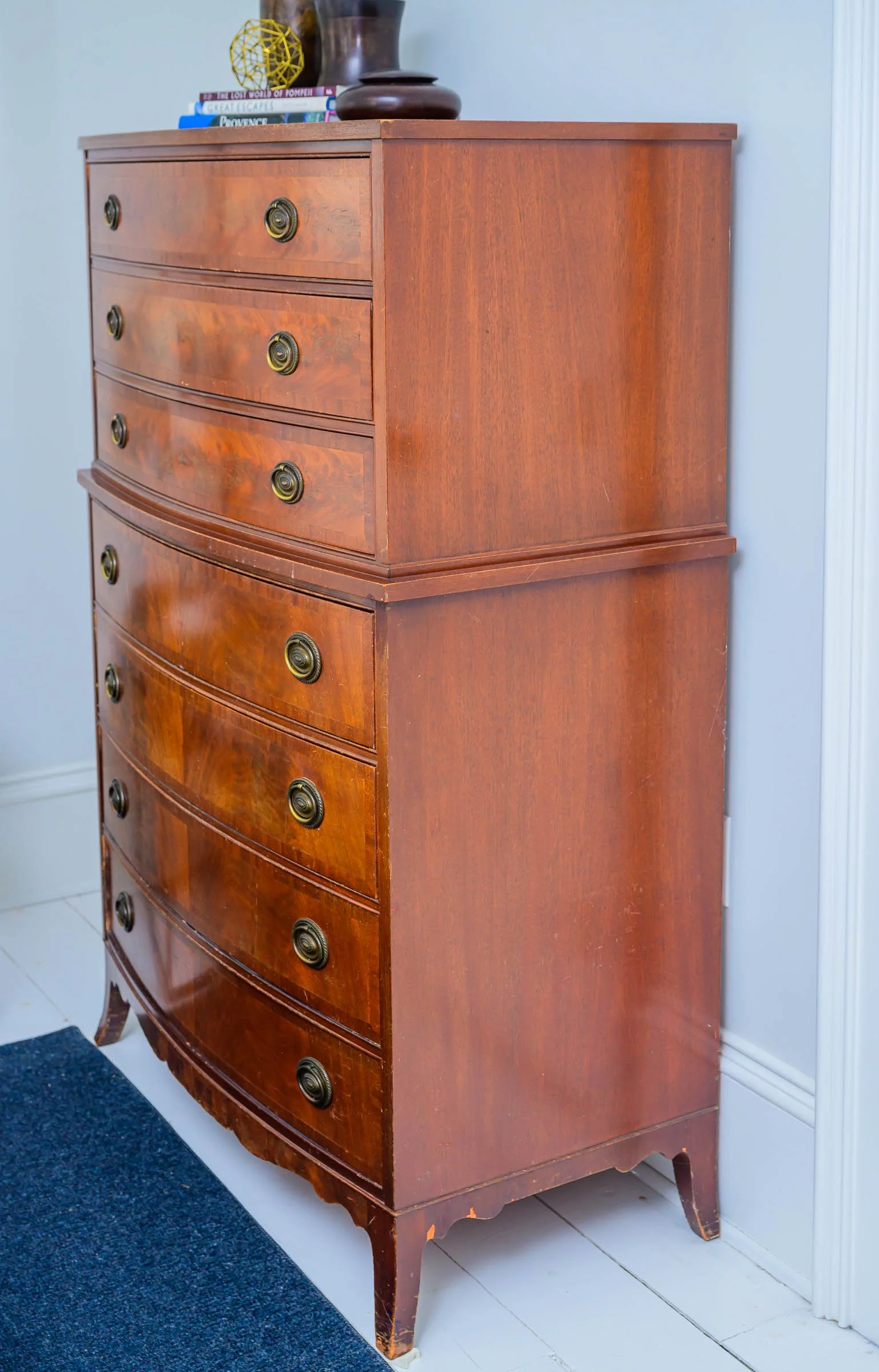 Side view of 1940's Mahogany Highboy.jpeg