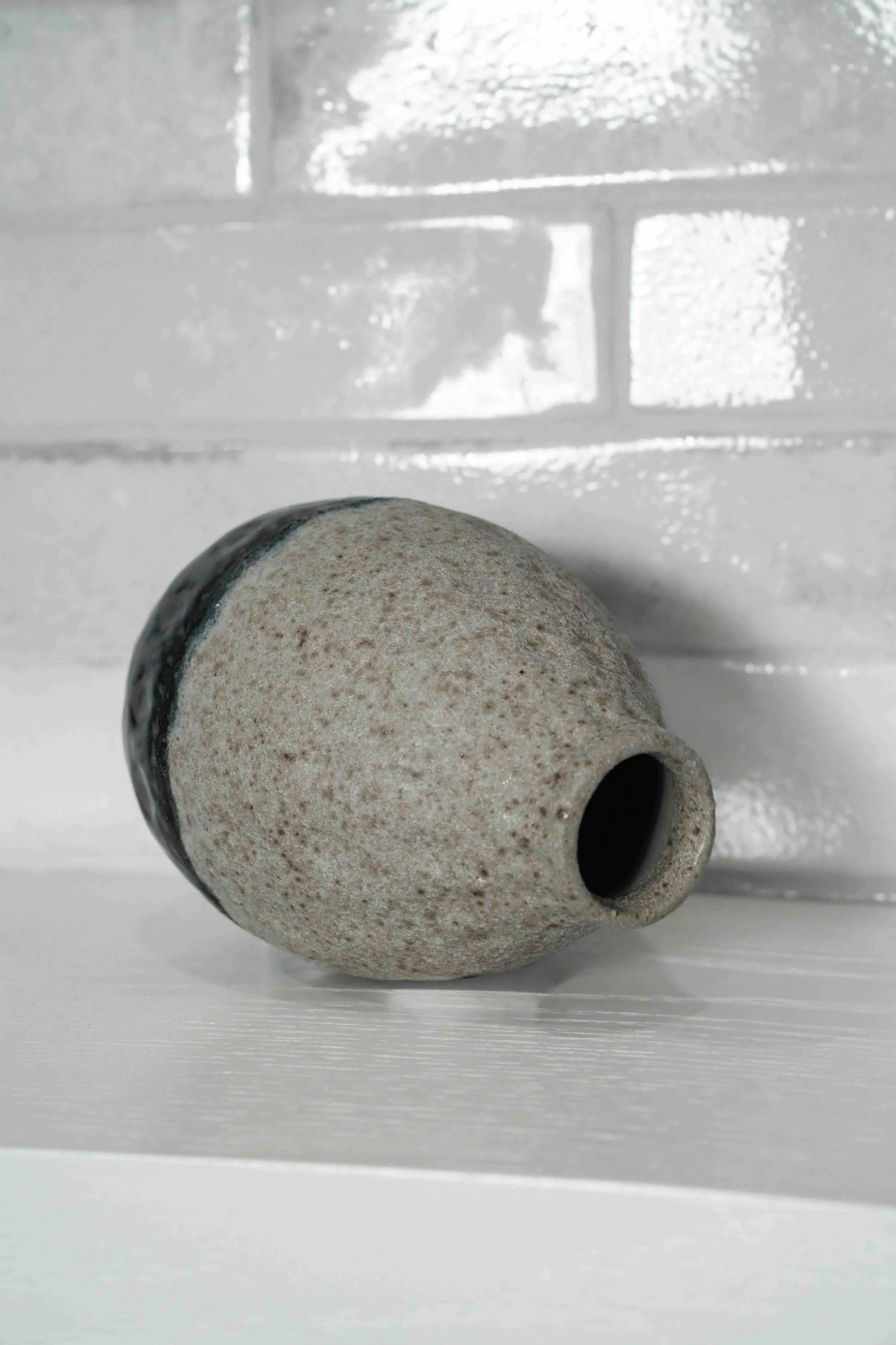 Stoneware vase_gray with blue band.jpeg