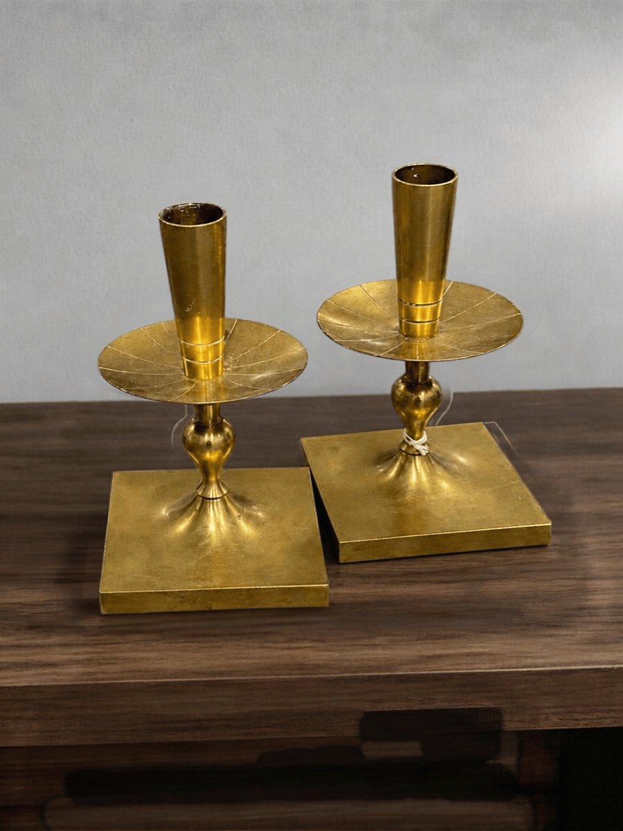Tommi Parzinger for Dorlyn — Brass Candlestick Pair