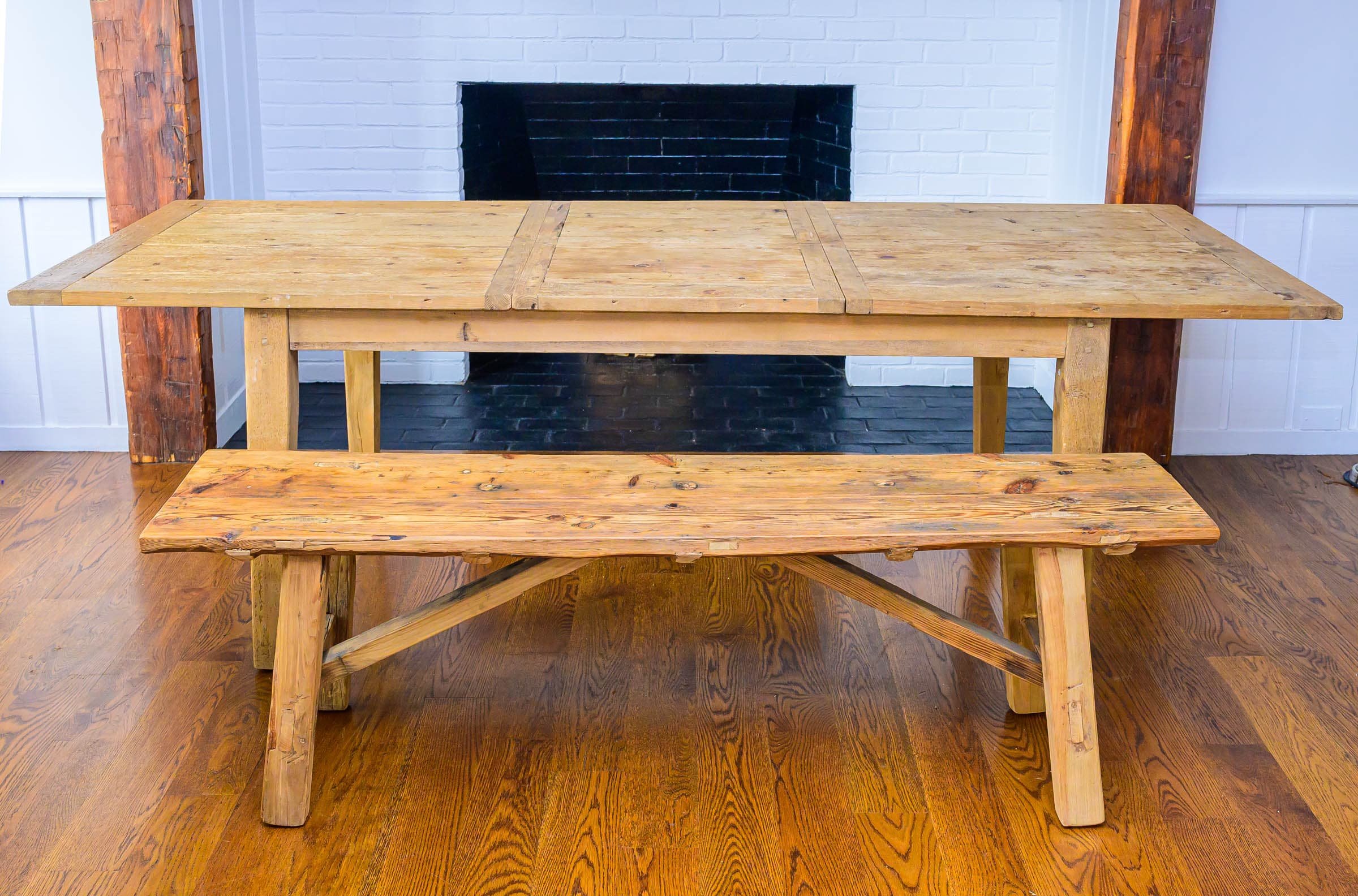 Pine bench in front of the fireplace.jpg