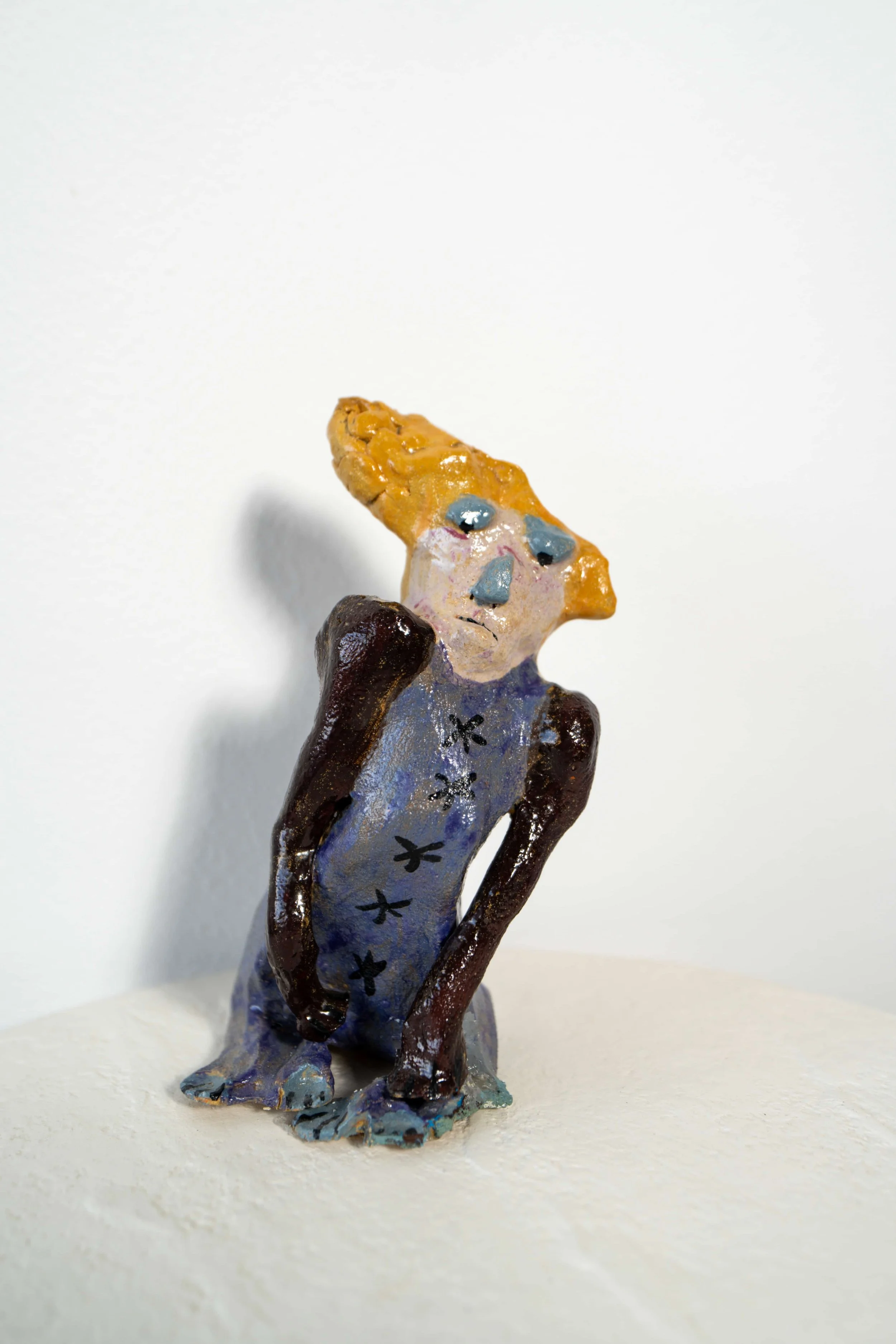 “Blue Dress, Bent Arms” Ceramic Figure