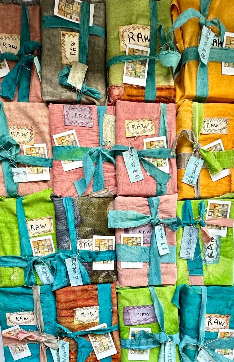 All handmade books wrapped up with "raw" tag and a ribbon