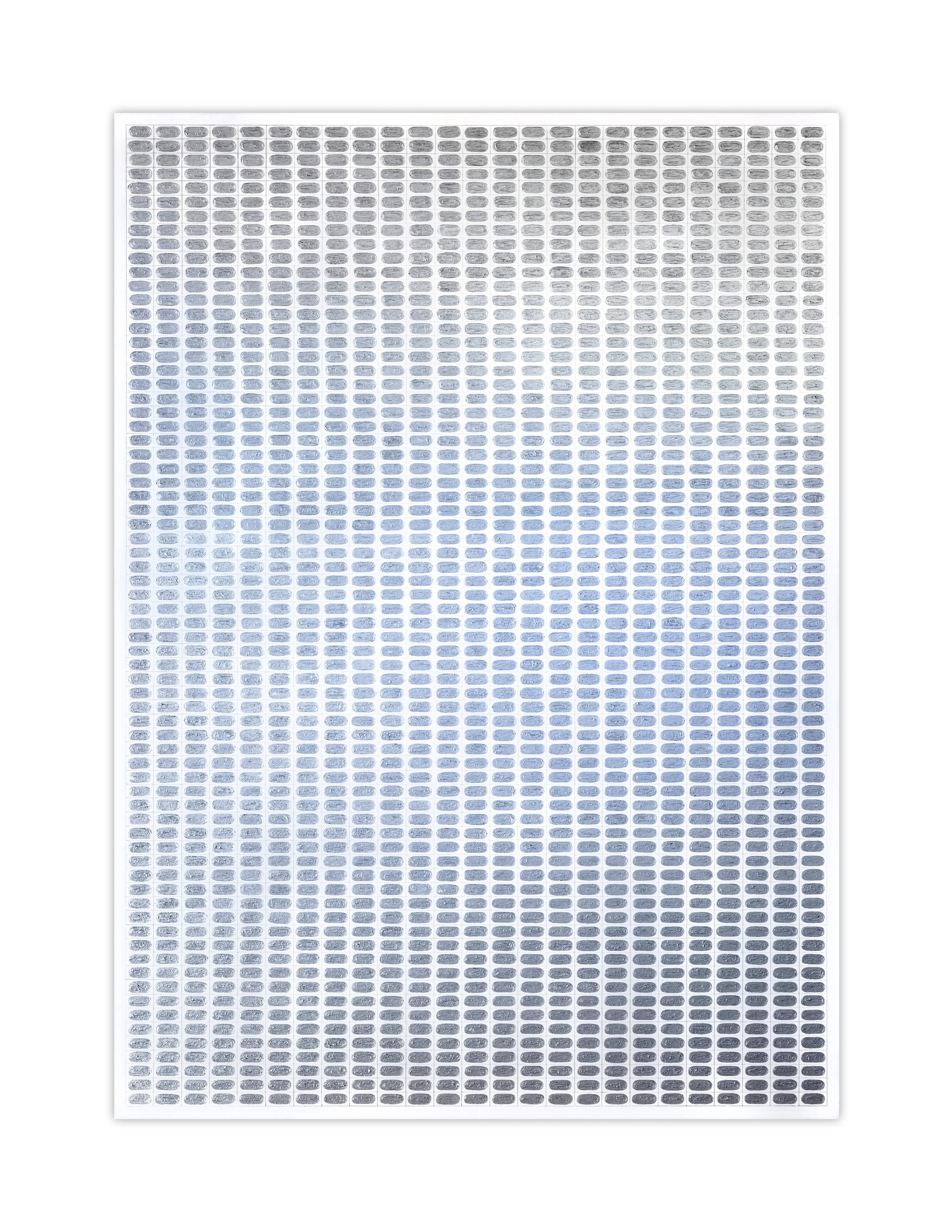 Pilgrim
2025
silver acrylic paint and pencil on panel
48” x 34”
