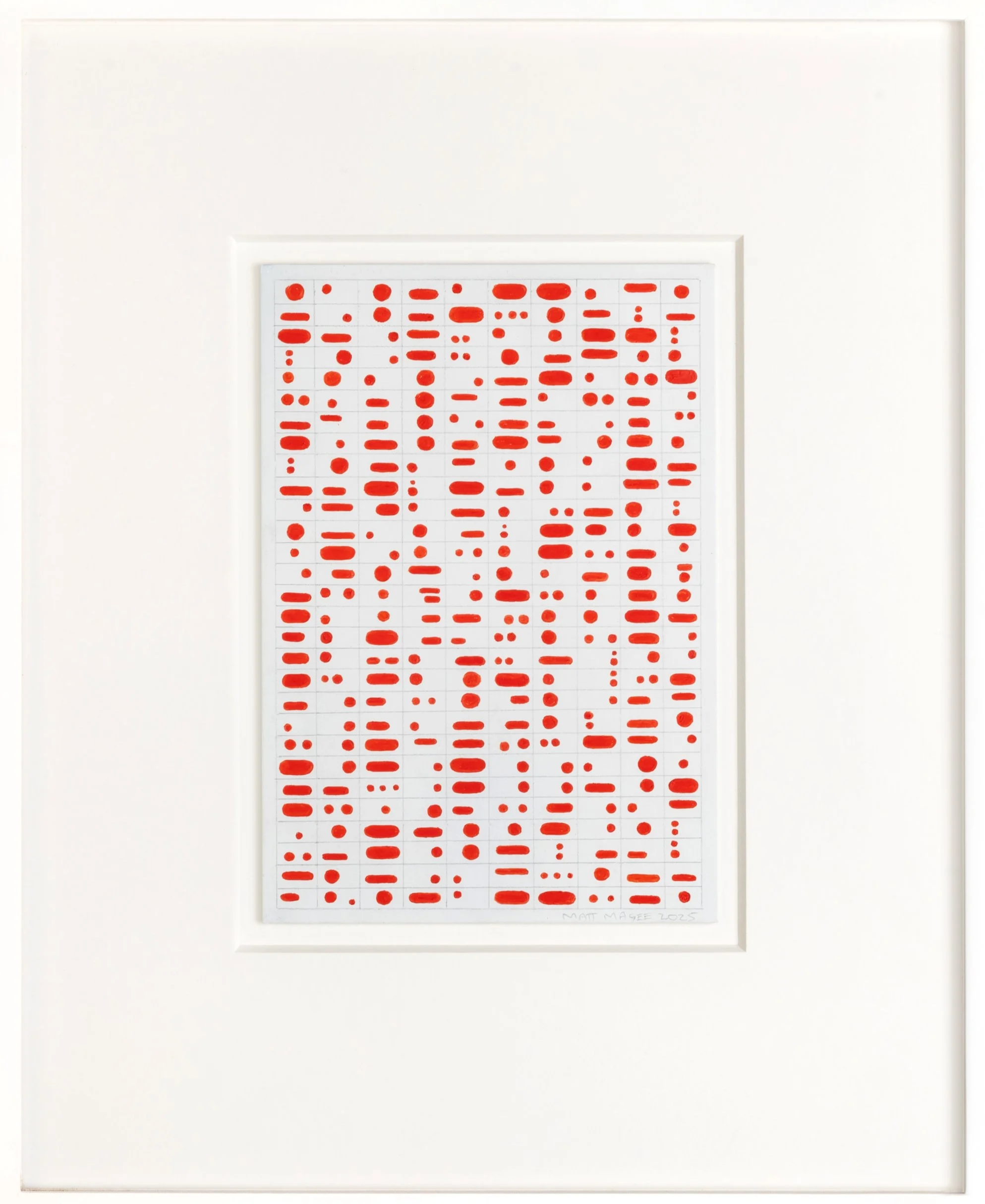 Study for Red Grapheme
2025
pencil and ink on primed gallery announcement
7 1/2” x 5 1/4” card
14 1/4” x 11 5/8” frame
