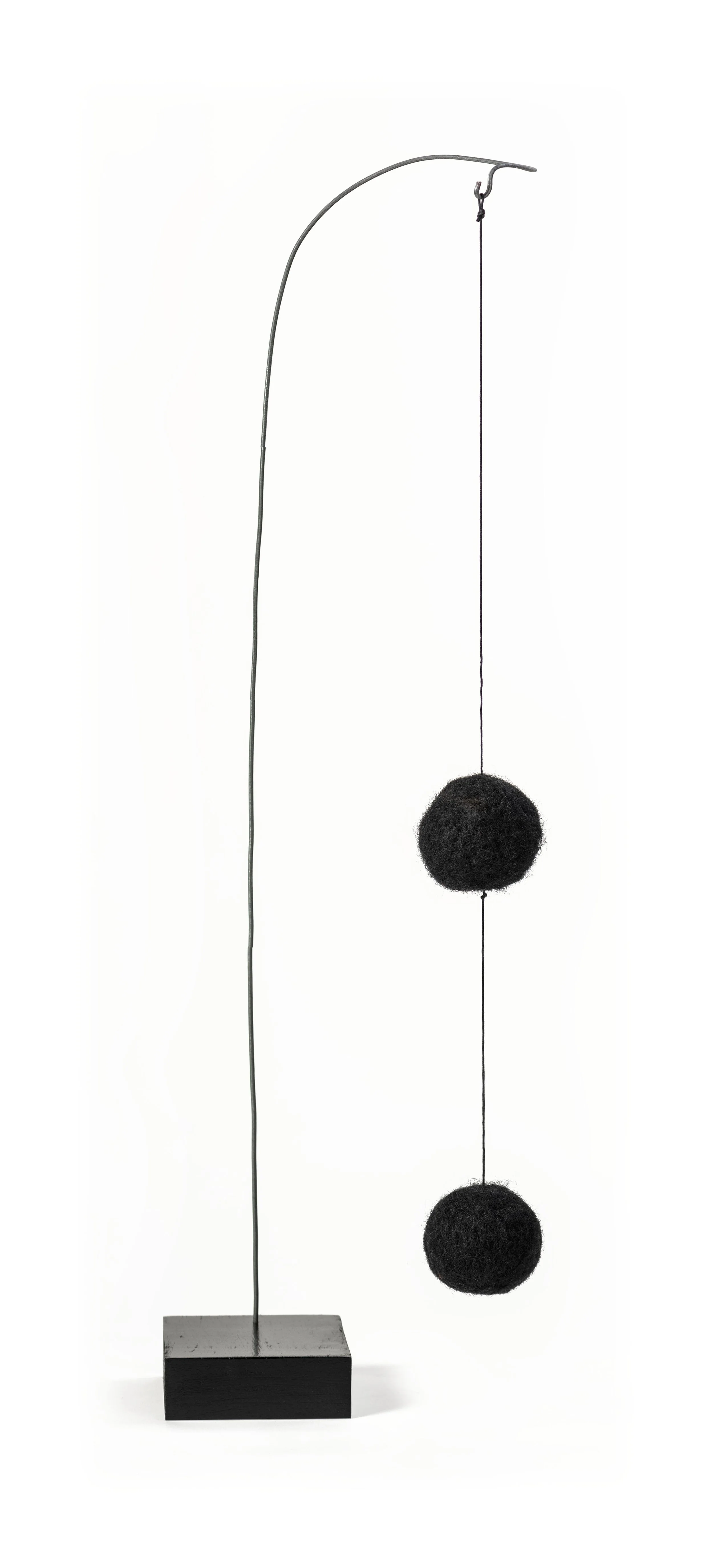 Pendulum
2019
cotton twine, felt balls, heavy gauge wire, painted wood block
28” x 8” x 6”
