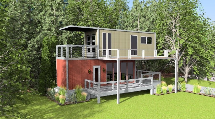 Exterior Rendering - Container Home