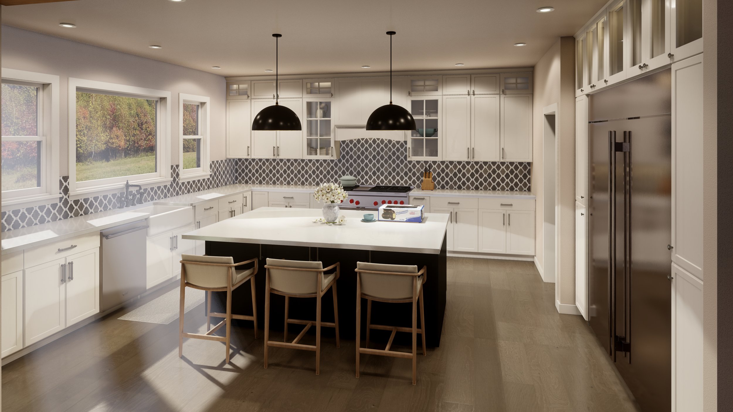 Traditional Kitchen 3D Rendering