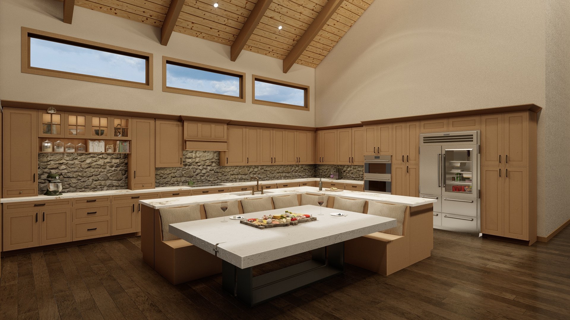 Rustic Kitchen 3D Rendering