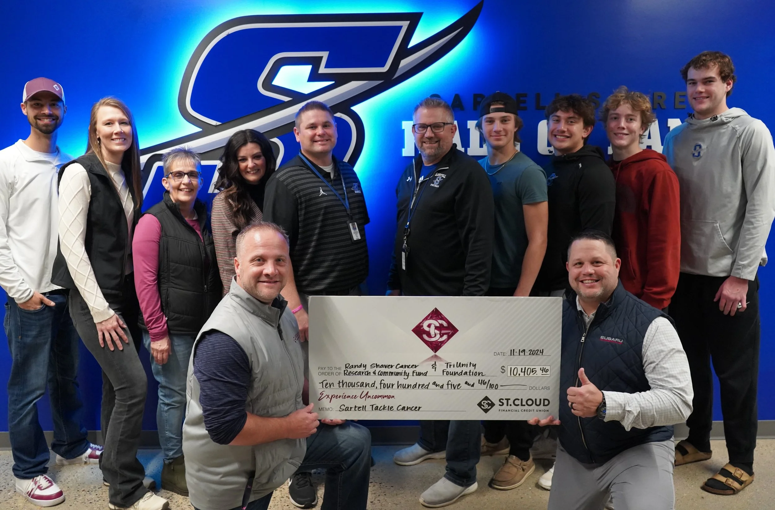 SCFCU and St. Cloud Subaru Team Up To Donate Over $10,000 To Sartell High School To Help Tackle Cancer