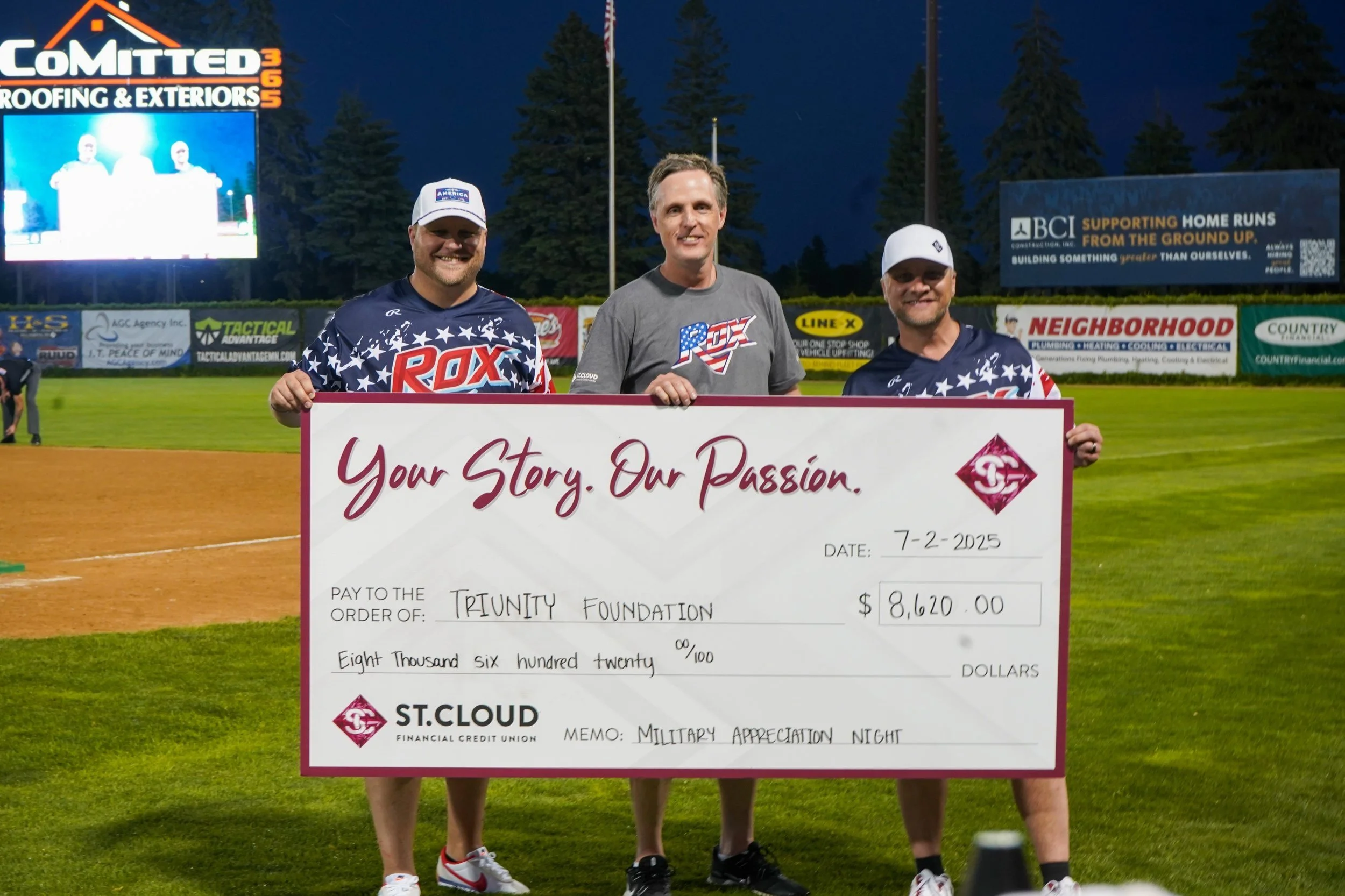 SCFCU Partners With St. Cloud Rox and Advantage 1 Insurance to Raise $8,620 for TriUnity Foundation and Local Veterans