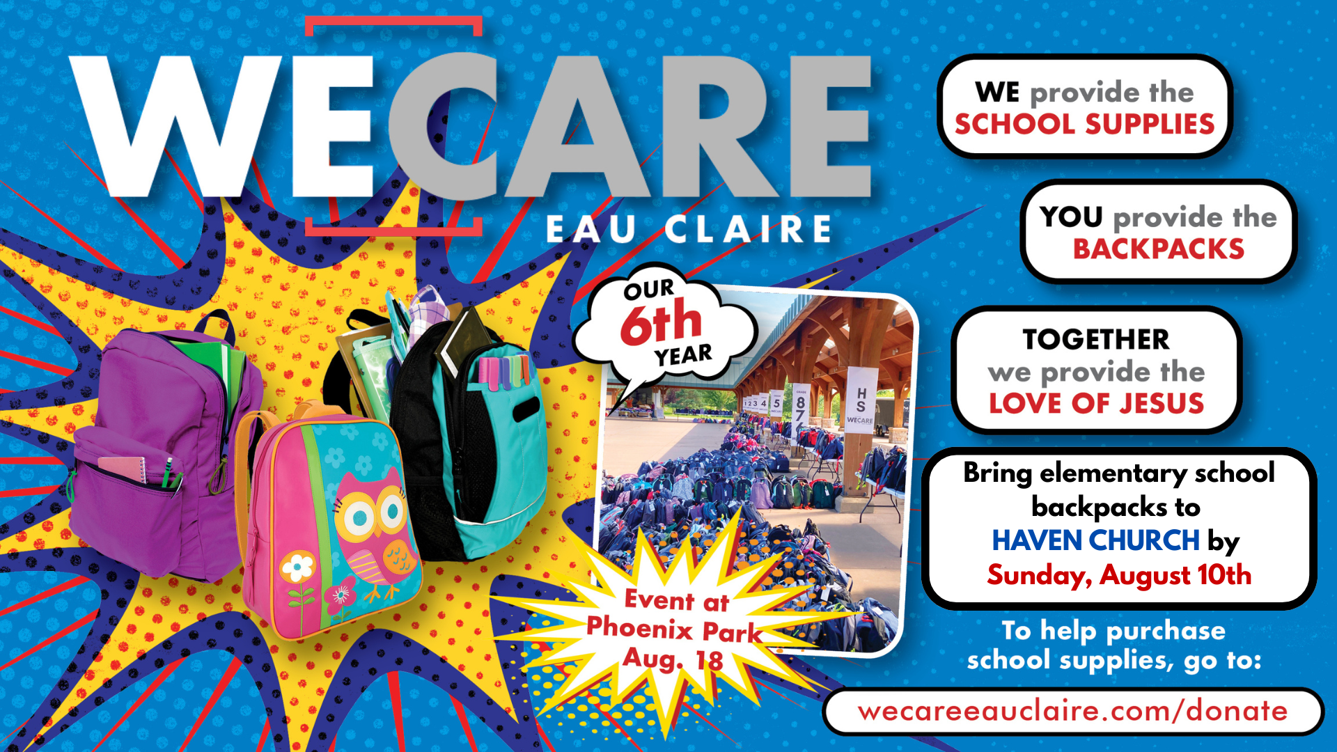 We Care Eau Claire - Back to School Event (Donations/Volunteering)