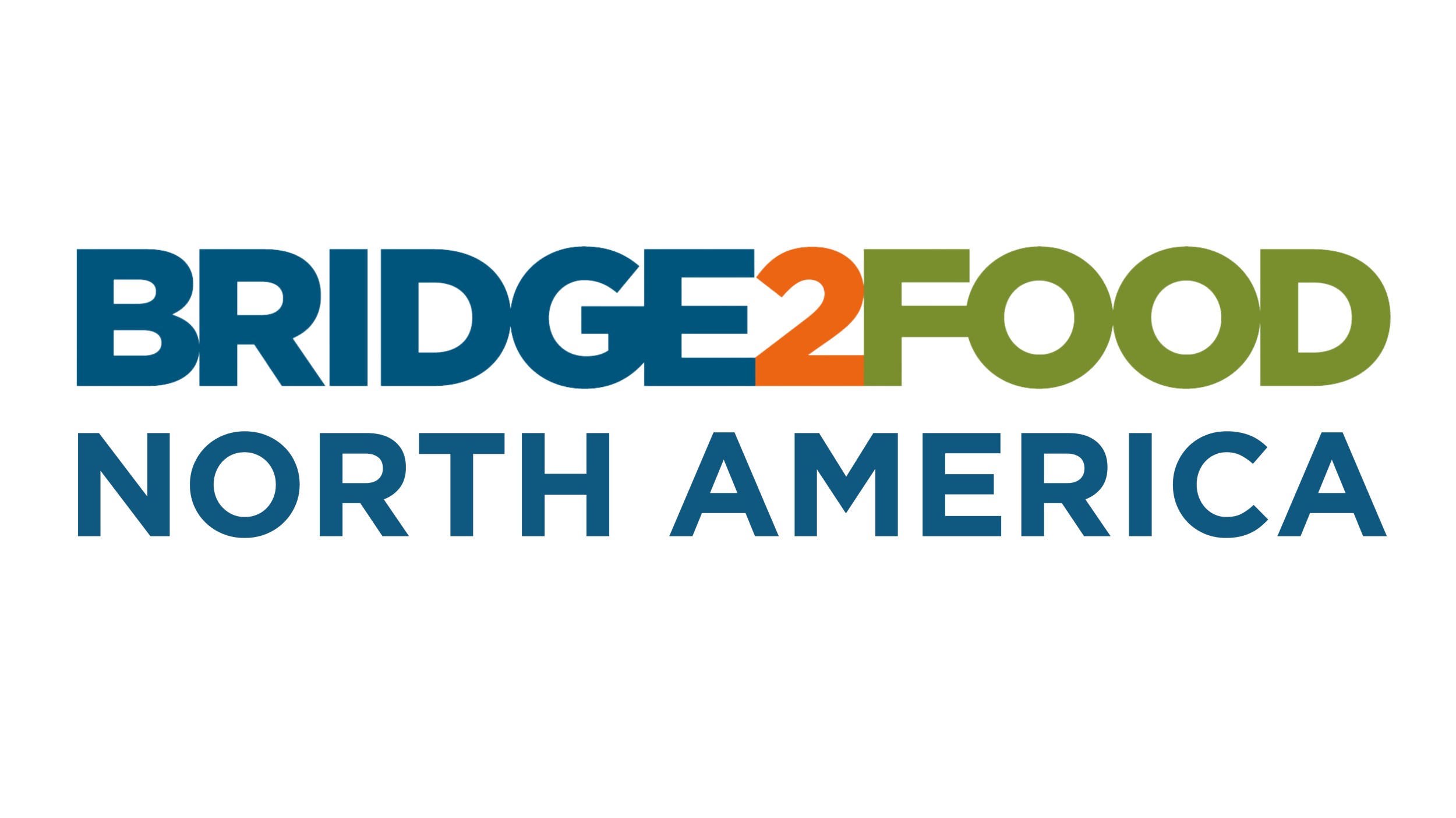 Bridge2Food North America logo with the words 'BRIDGE2FOOD' in multicolored letters and 'NORTH AMERICA' below in blue.