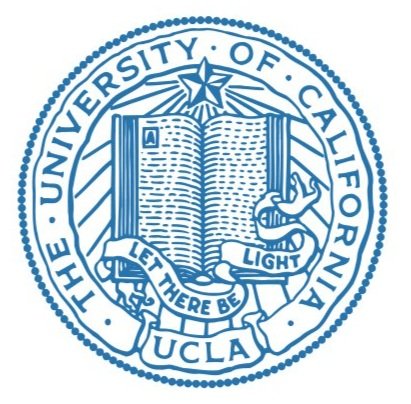 University of California, Los Angeles (UCLA) emblem with an open book, hand holding a light, and the motto 'Let There Be Light'.