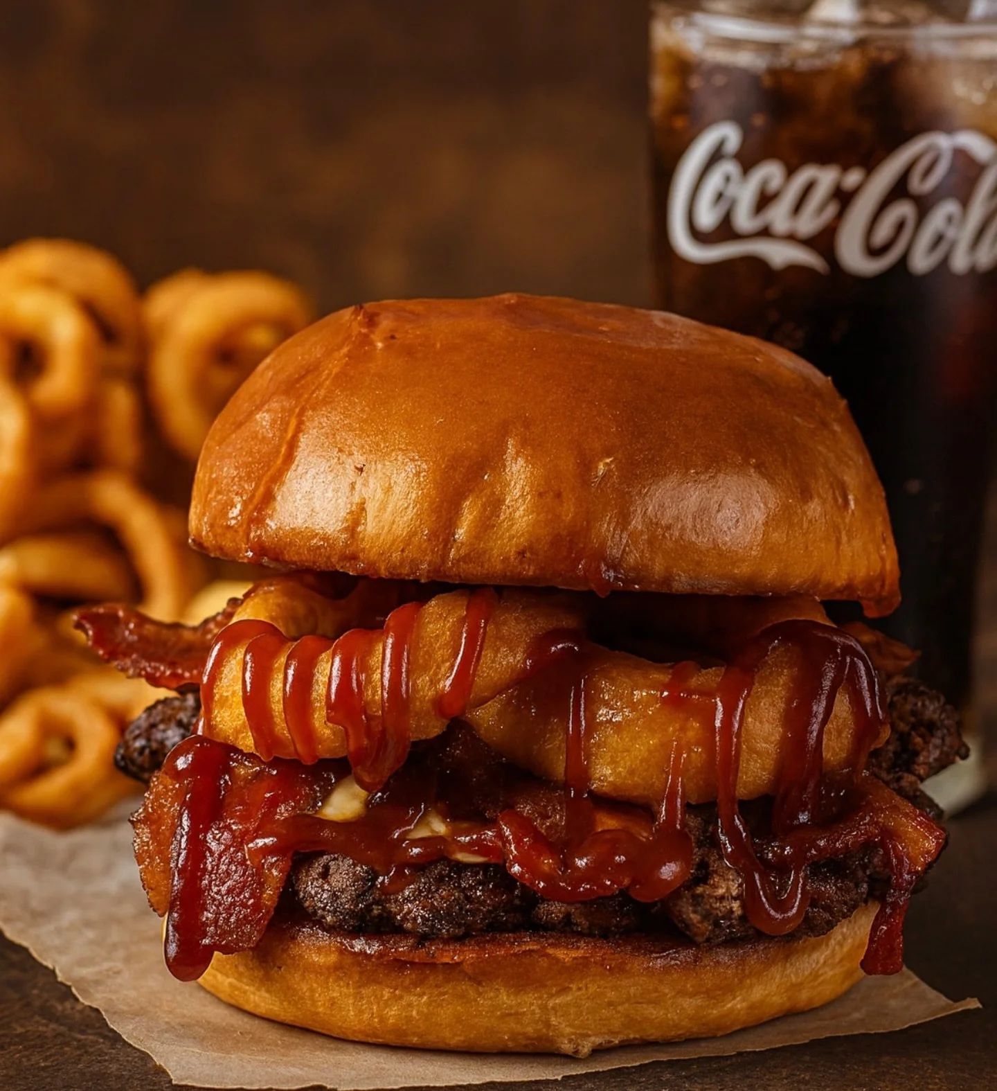 Rodeo burger, anyone? 🤤 

A perfectly smashed patty with American cheese, fresh fried onion rings, American cheese, &amp; BBQ sauce 🔥 

Add crispy curly fries &amp; a cold fountain beverage for the ultimate experience 😮&zwj;💨 

#instagood #cteats