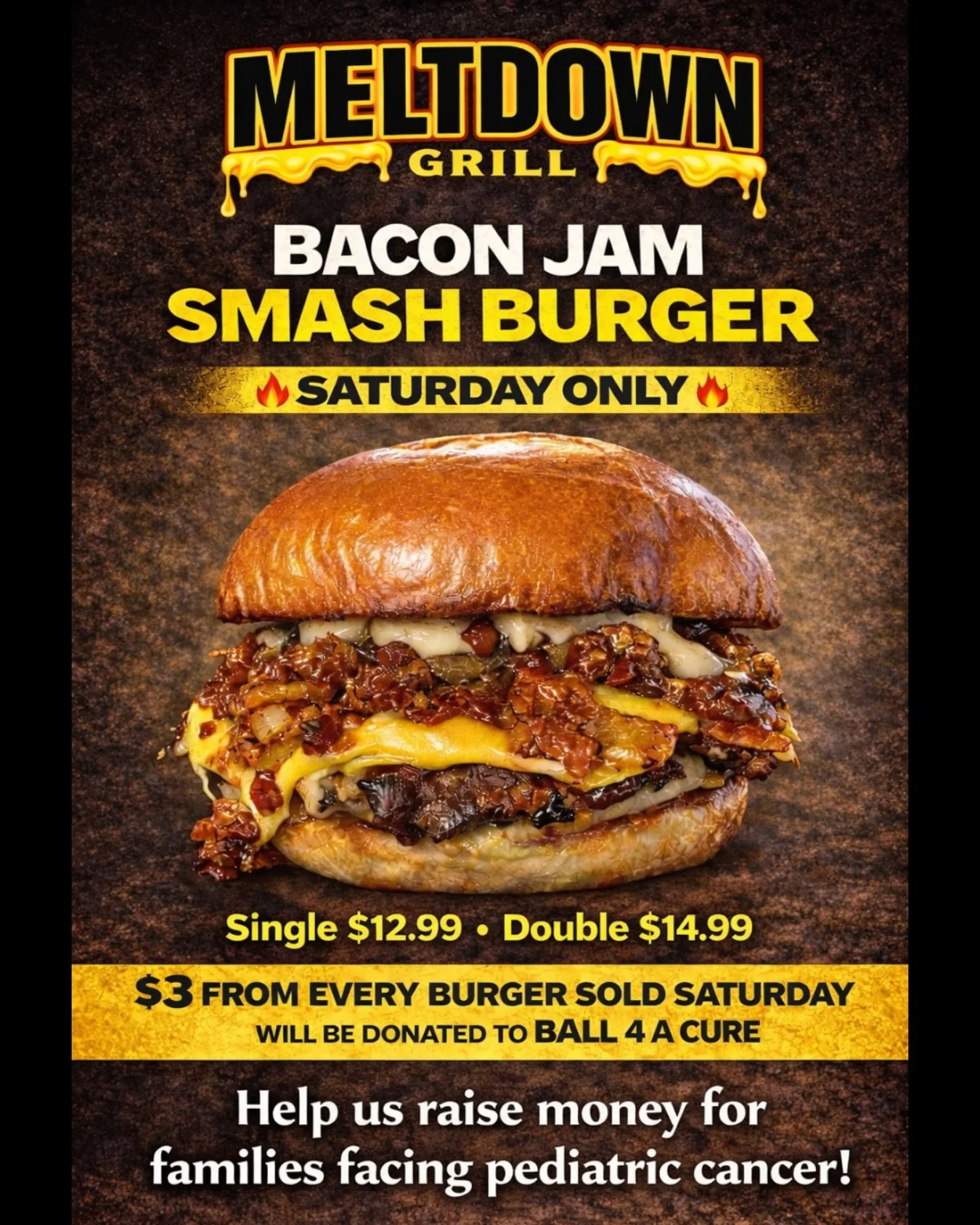 🔥 SATURDAY SPECIAL 🔥

This Saturday only we&rsquo;re dropping something exciting&hellip; the Bacon Jam Smash Burger 🍔

Stacked with crispy smashed beef, melty cheese, and a sweet &amp; savory house bacon jam that takes it over the top.

Single &nd