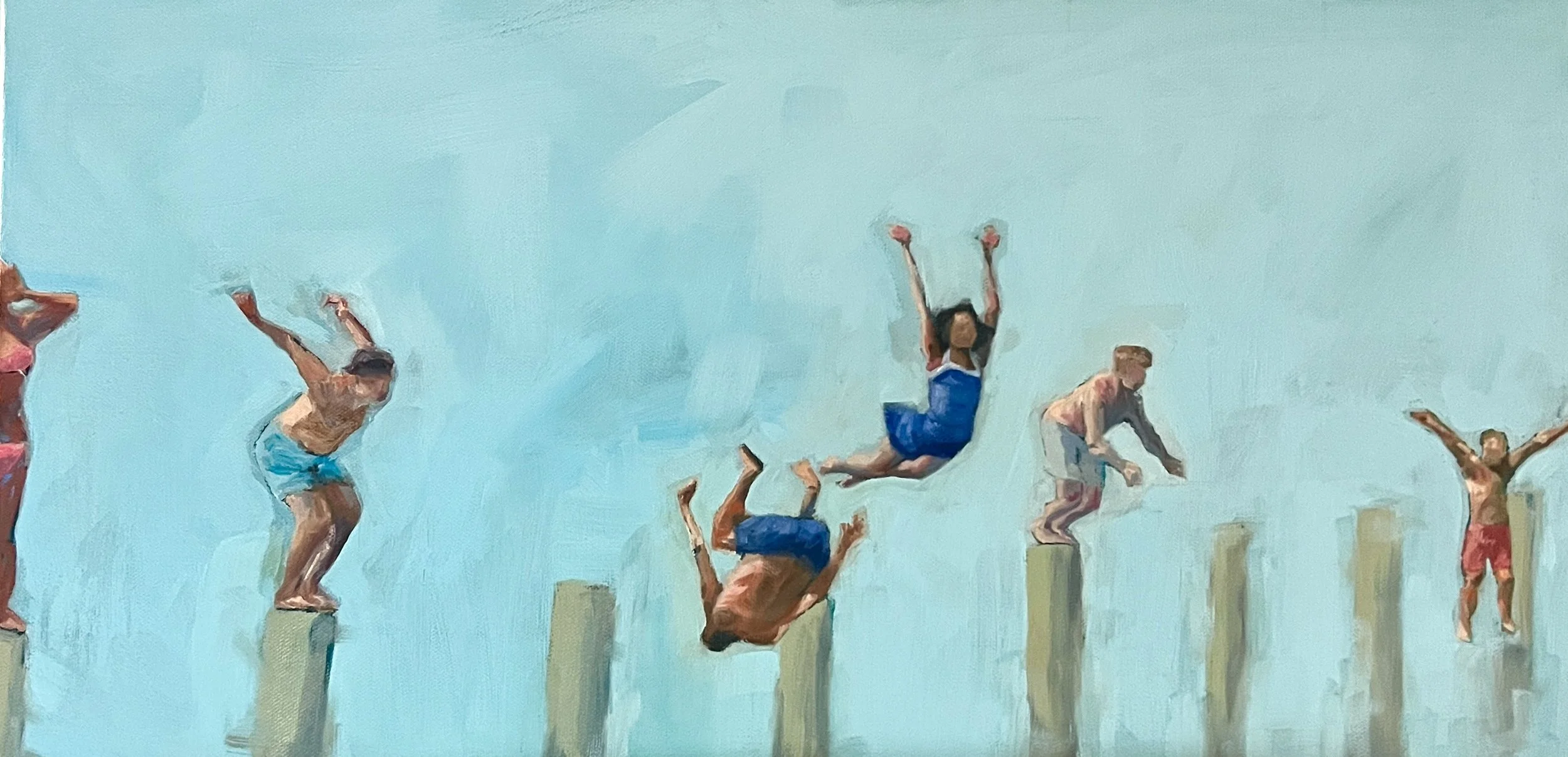 Jumping in the bay POW painting.JPG