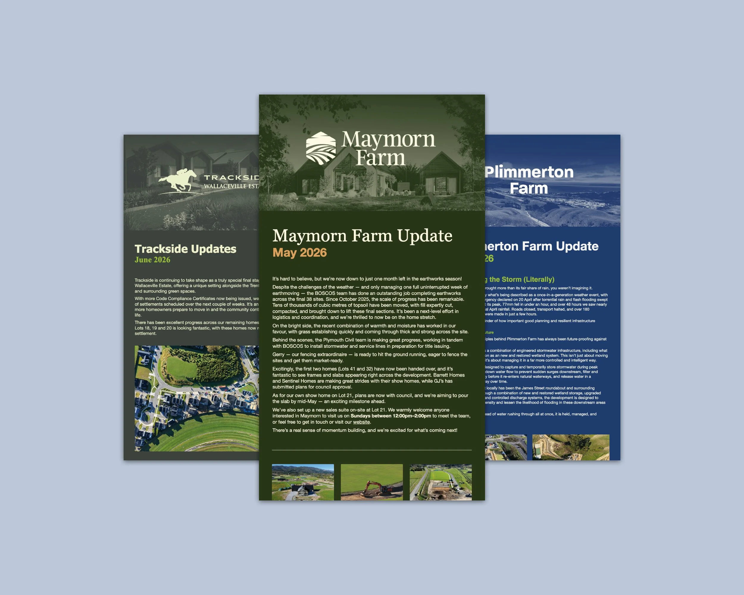 Email newsletter templates to keep existing and potential customers informed of the progress for various developments for Gillies Group Project Sales