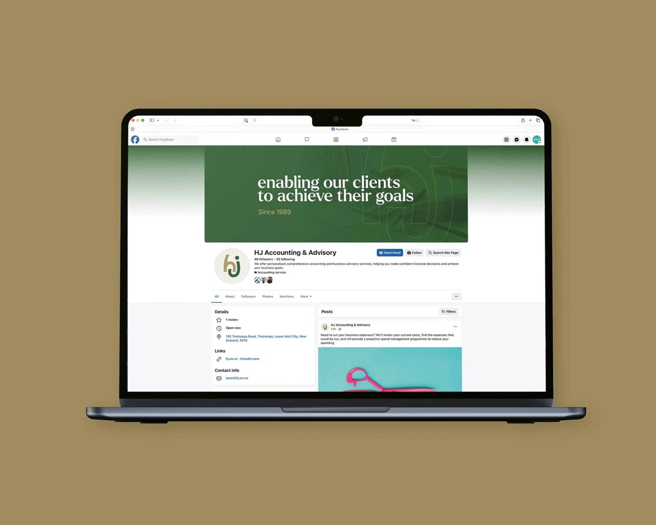 Social media set up for a consistent brand look wherever you see HJ Accounting