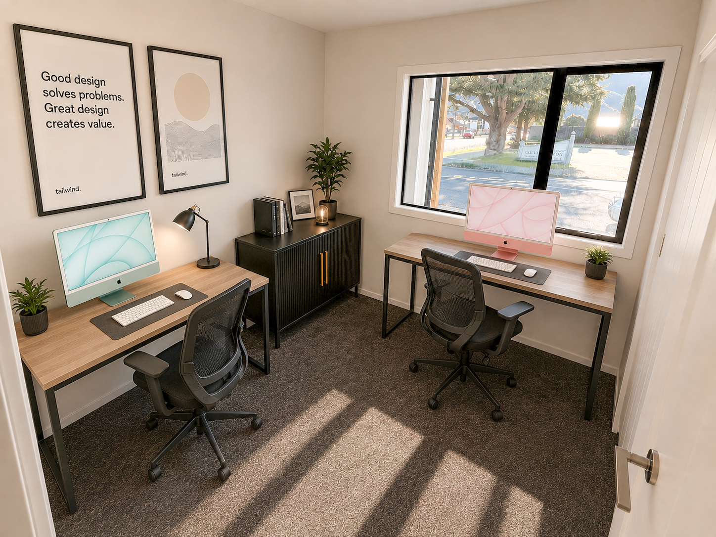  Digital mockup of Office 2 with two desks 