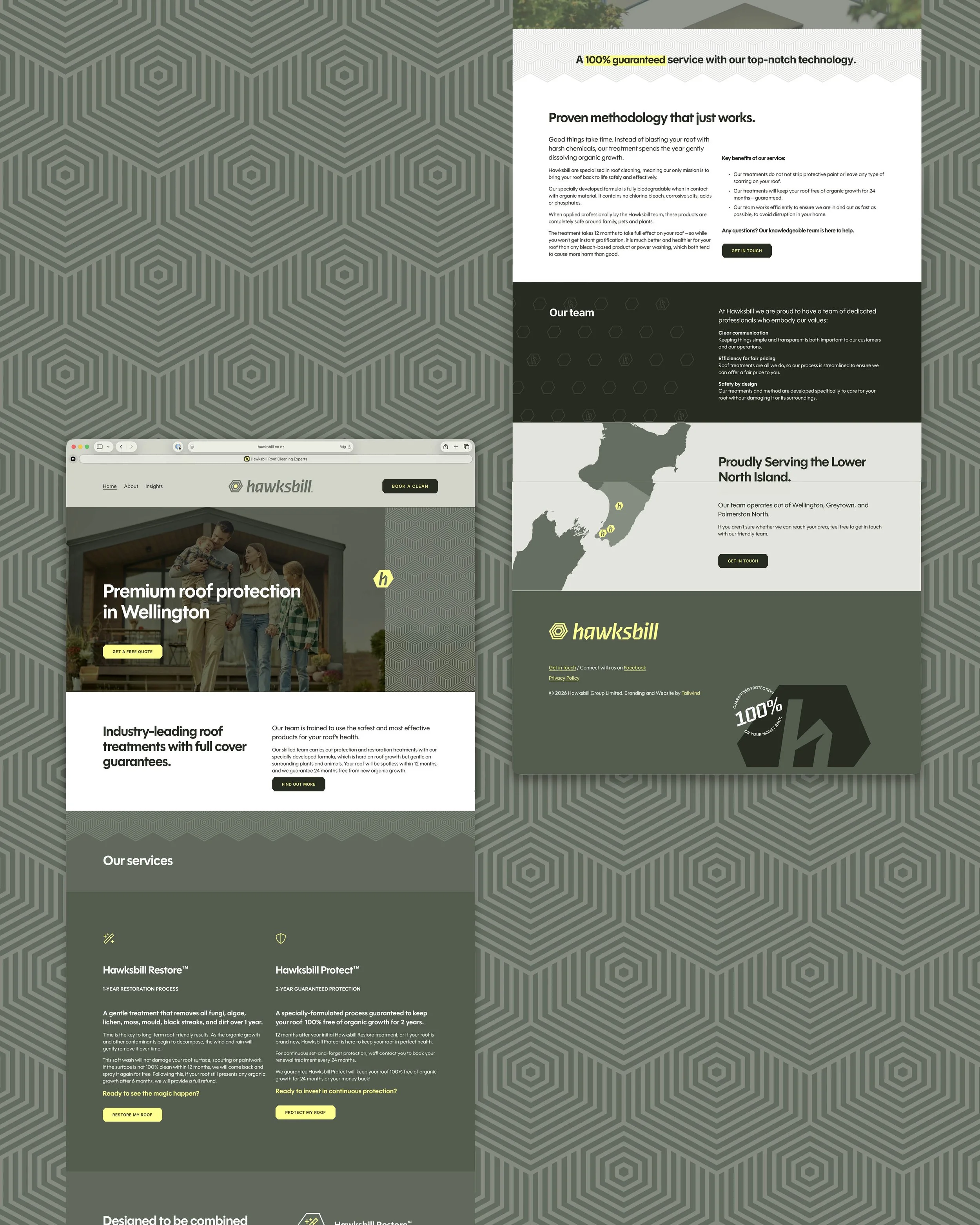 Hawksbill Roof Cleaning Website complete with refined language and process visuals. 