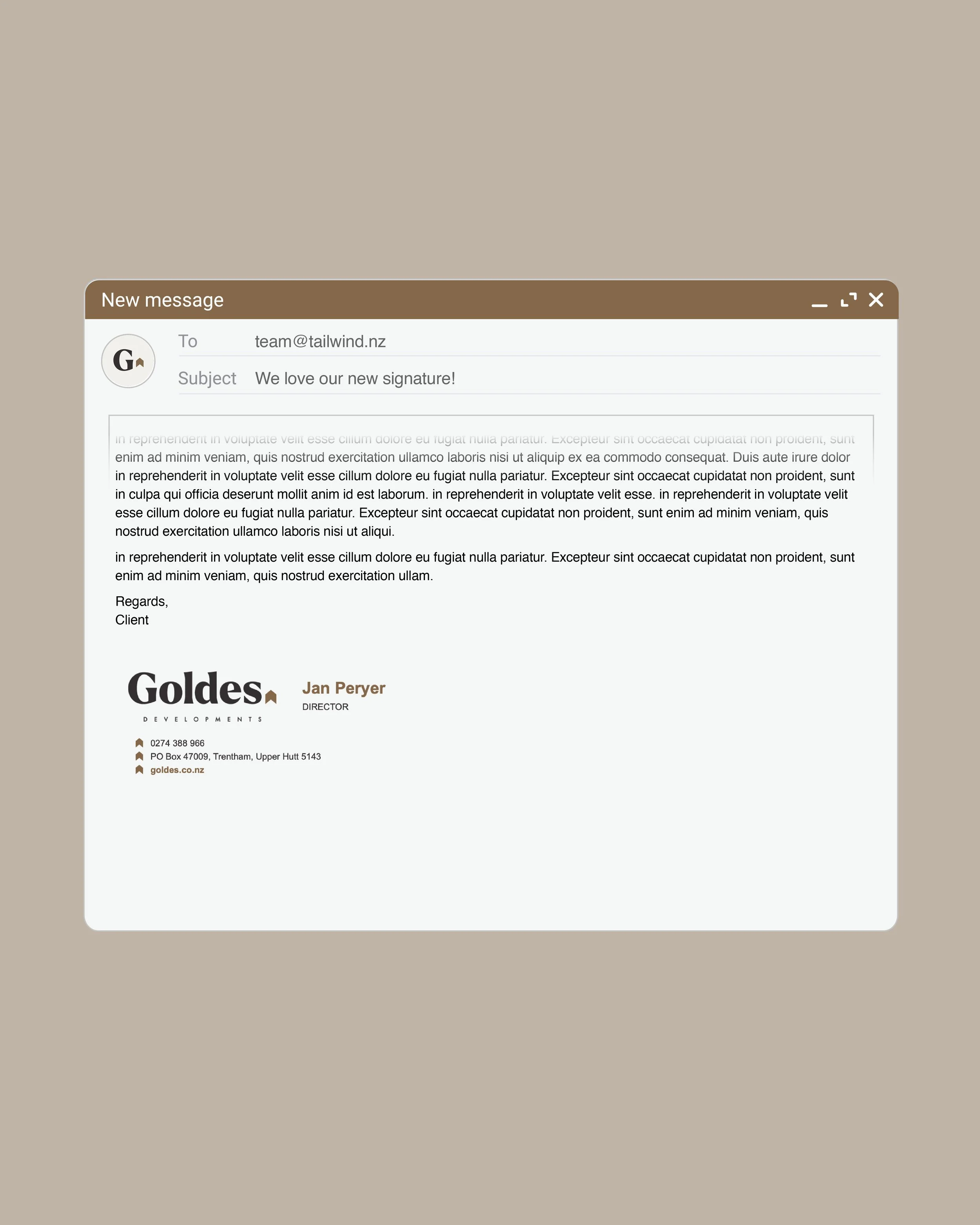 Goldes Developments email signature 
