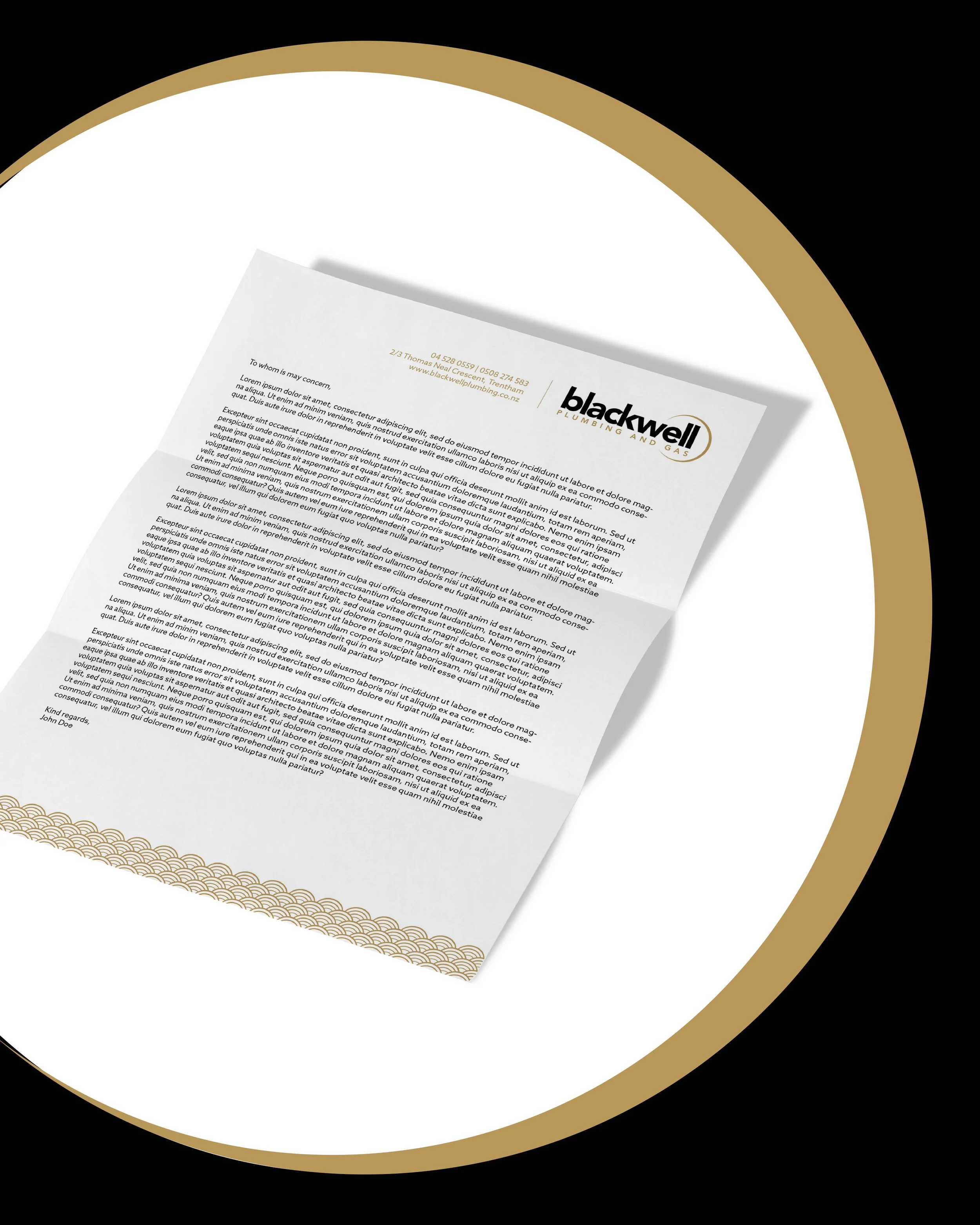 Blackwell Plumbing and Gas letterhead design