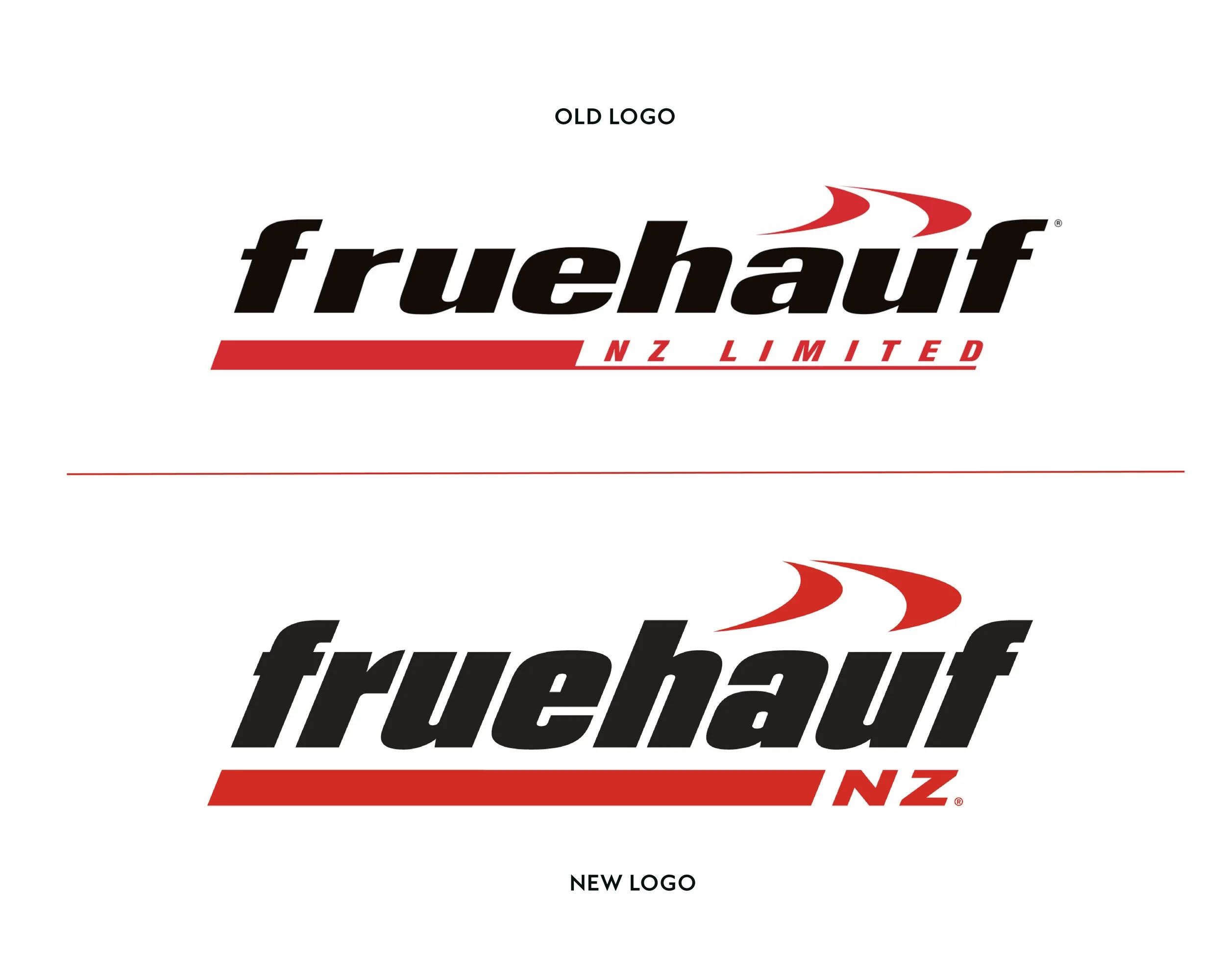 Old and New Logo Designed by Tailwind Marketing and Design based in Upper Hutt for Fruehauf NZ