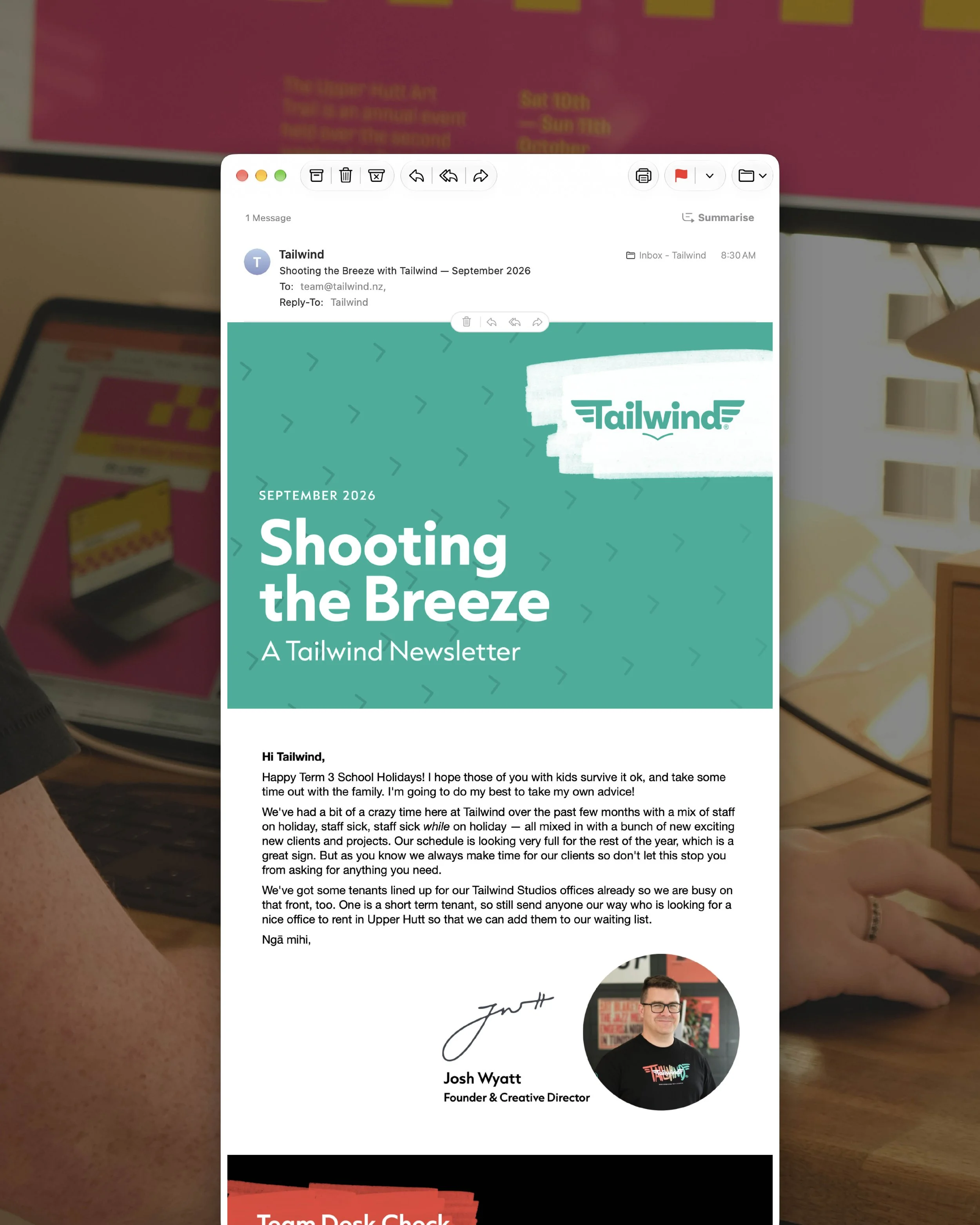Monthly Update Email Newsletter