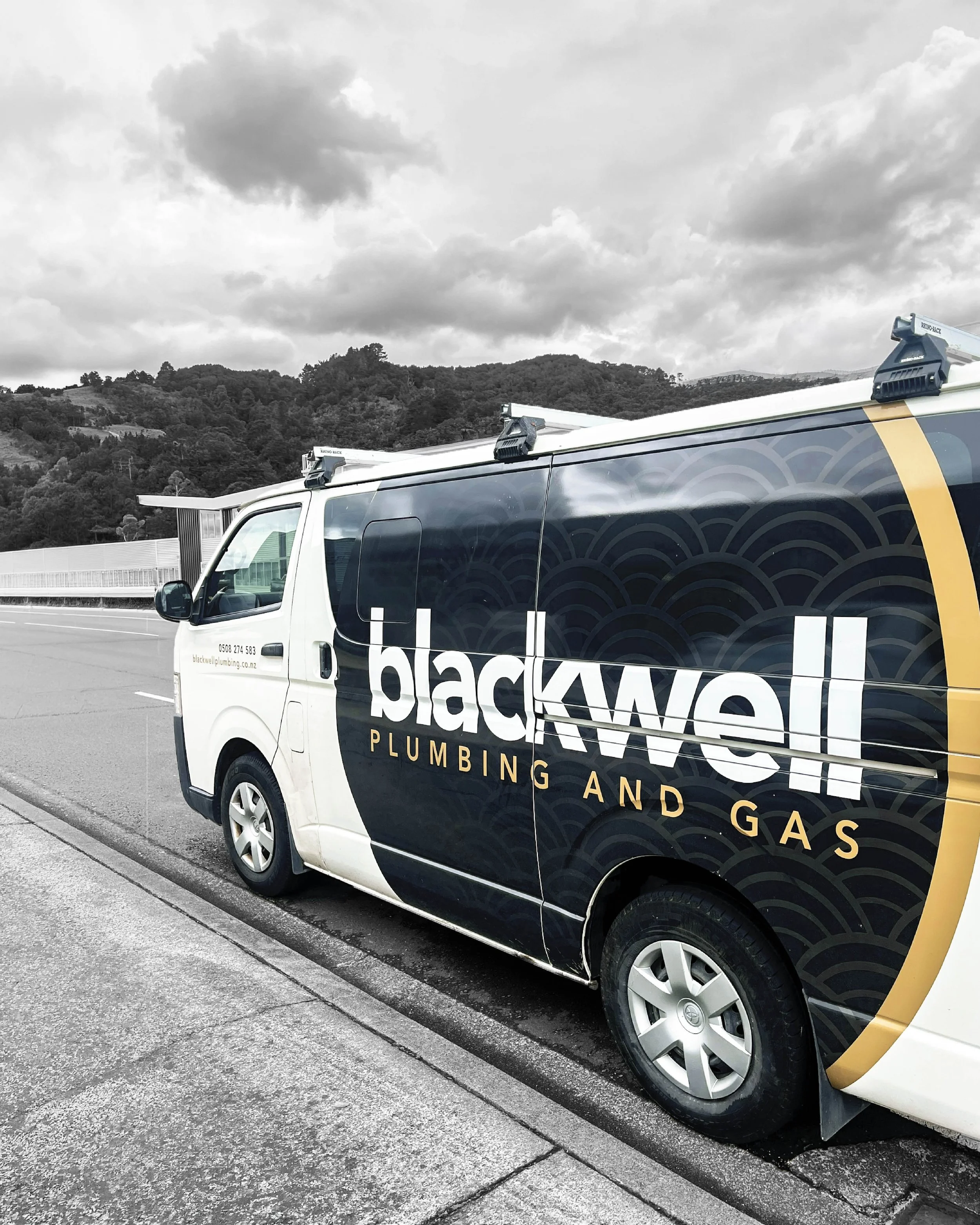 Blackwell vehicle signage across multiple work vans