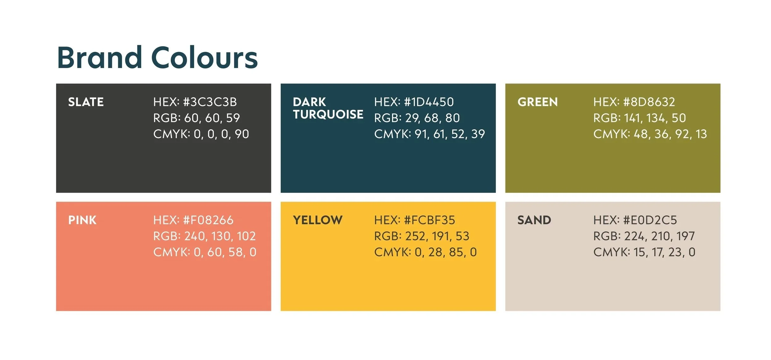 Colour Palette put together by Tailwind Design for Upper Hutt Based Valley Skin Checks