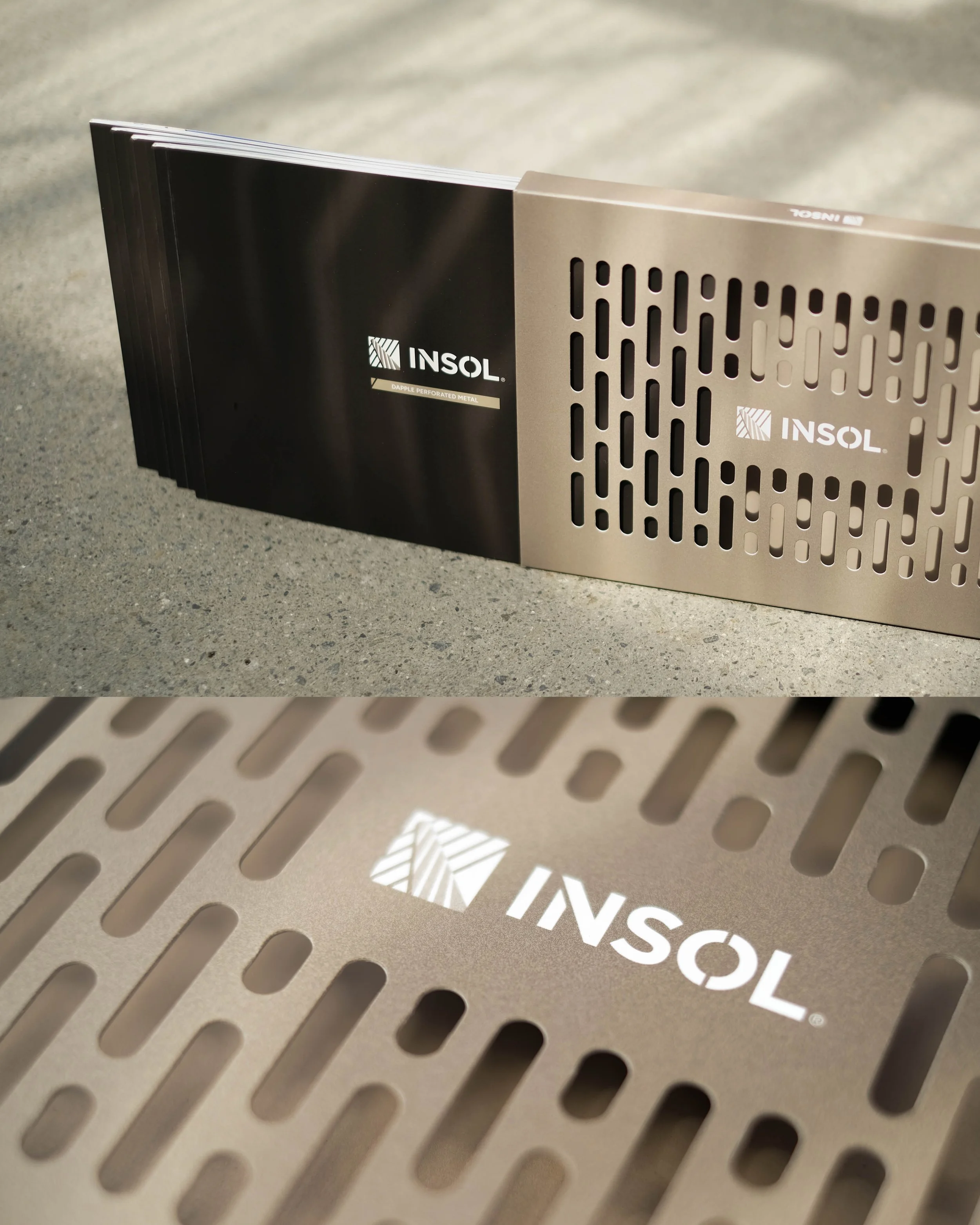 We designed a collection of four brochures for Insol Architectural Facades along with a slip cover