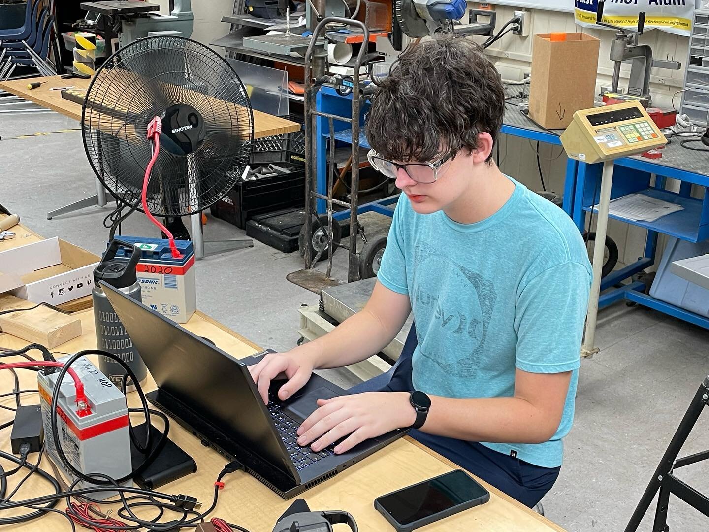 Noah, our resident Jack of All Trades, getting ready for the upcoming season by updating our drill bit database #bionictigers #robotics #hardatwork