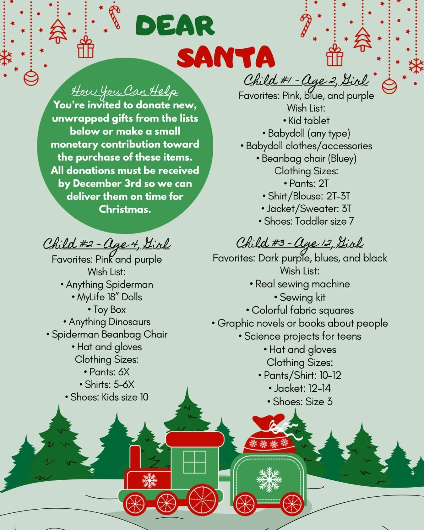 🎄 THIS IS THE WEEK!!! 🎄 Please help us spread Christmas cheer to these 3 Knoxville children! 🎁 Bring in your unwrapped gift donations by December 3! 🎁