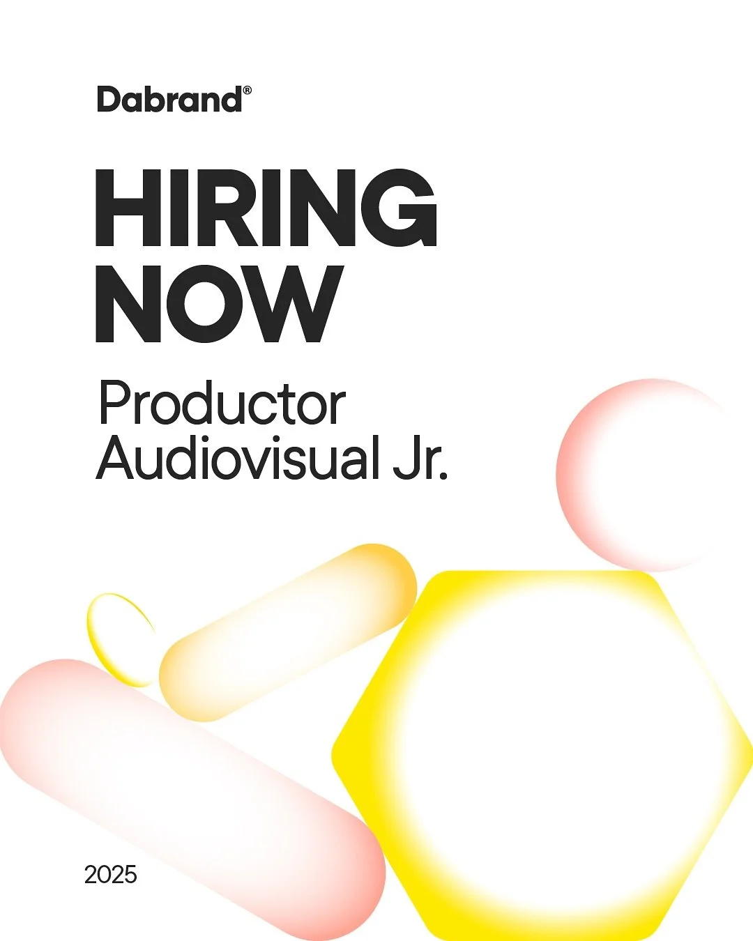 Buscamos productor audiovisual jr con visión estratégica y creatividad de otro planeta 🪐 
Si tu vida es un timeline y piensas en transiciones hasta cuando duermes, tenemos un spot para ti. 🎞️
📩 Manda tu reel y CV a los correos d