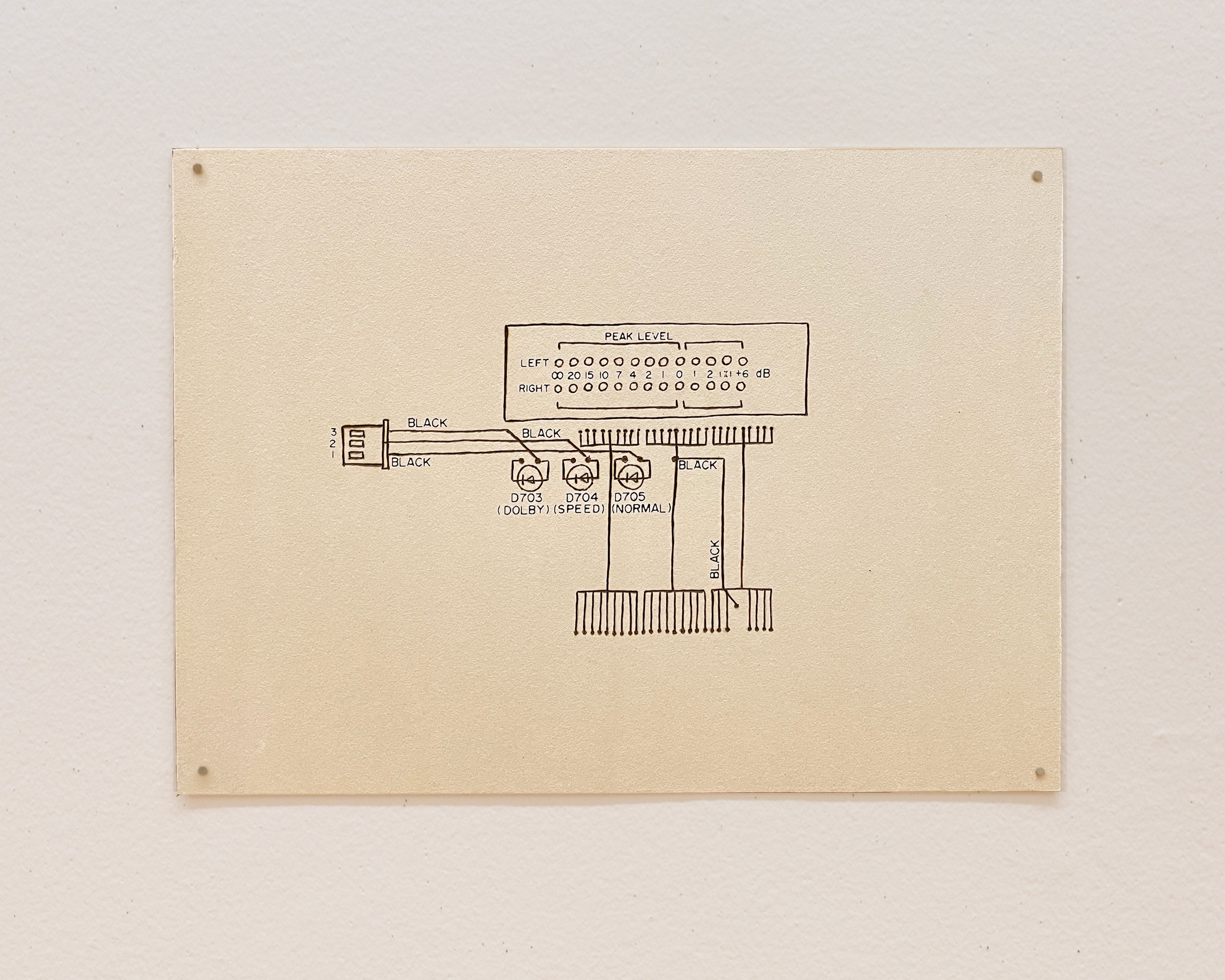 Dolby
20” x 14.5”
Taskboard, Ink, Soldering Iron Heat
Source: Fisher CR-M500 Stereo Microcassette Deck with Metal Tape Capability, Solenoid Operation and DOLBY NR/HX System