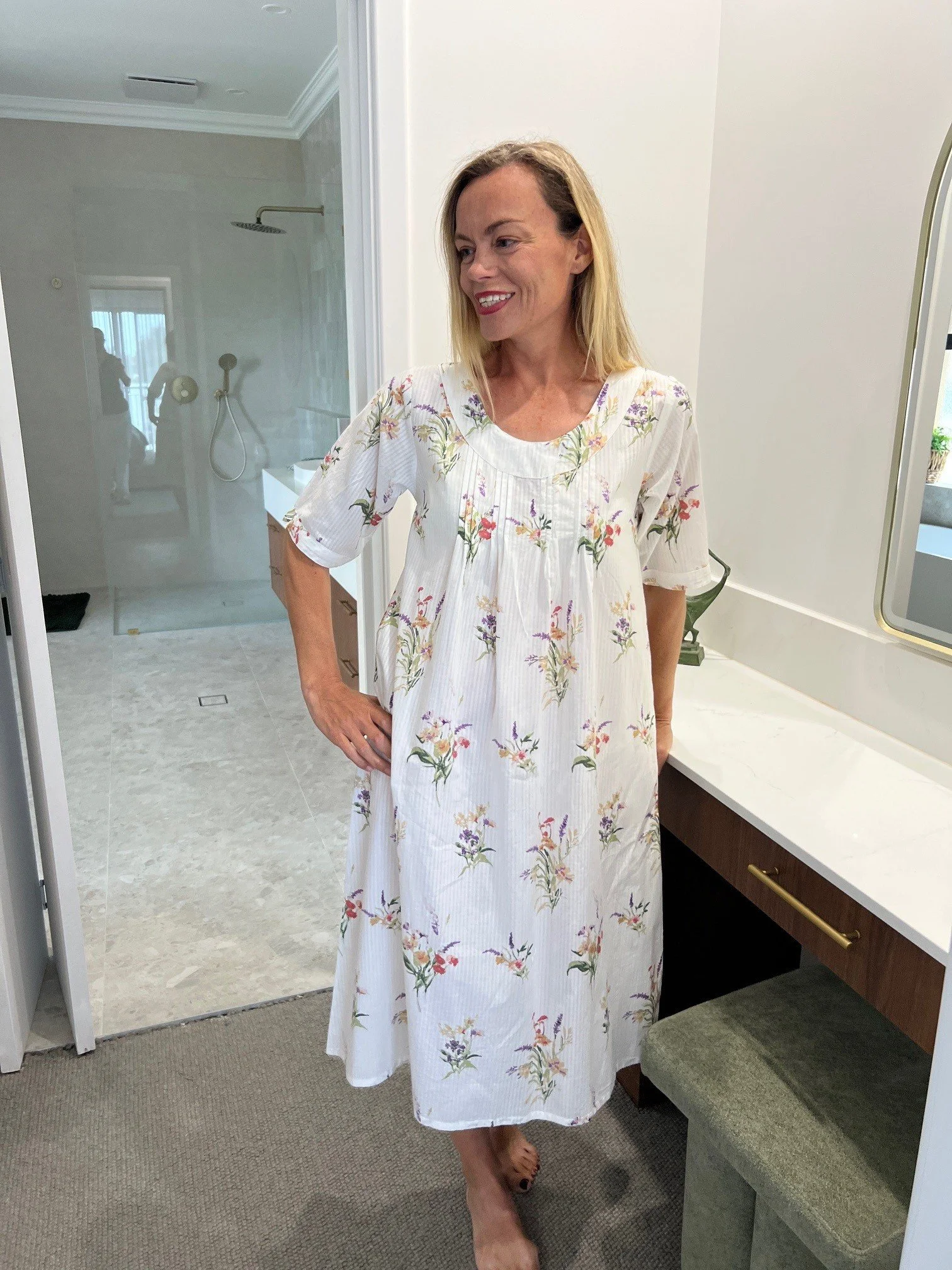 Libby in Native bunch Pure Cotton shift style Nightie with sleeve