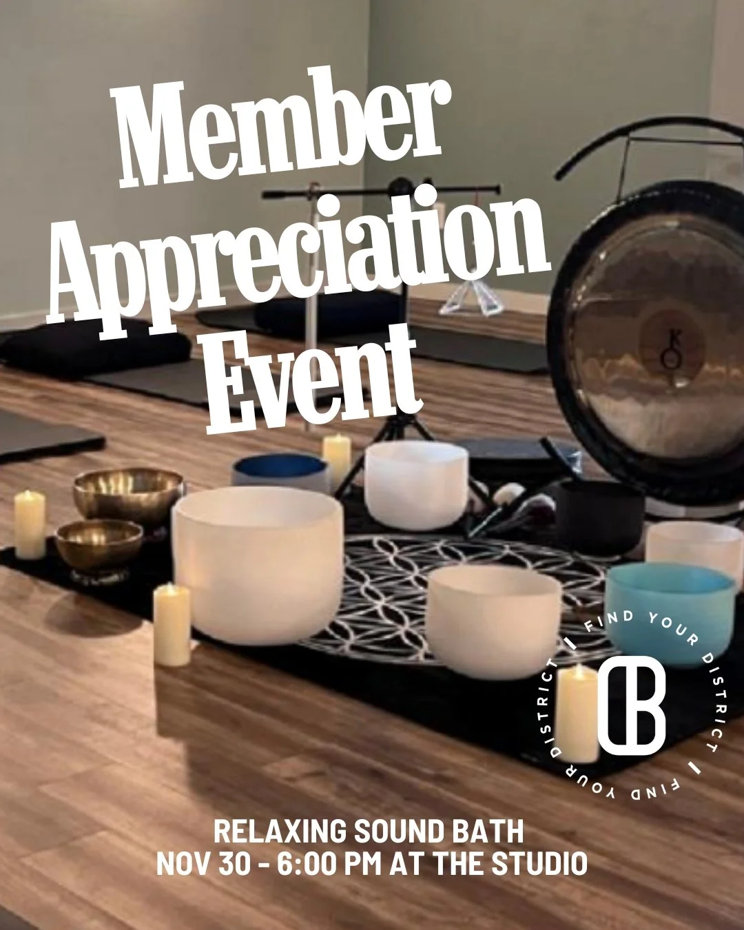 Monthly members, we are so grateful for you!! 💕​​​​​​​​
​​​​​​​​
To show our appreciation, we are hosting a member  appreciation event - a soothing Sound Bath. Class is free to show our love for you! 😊️​​​​​​​​
​​​​​​​​
Krista from the Awakened Cen