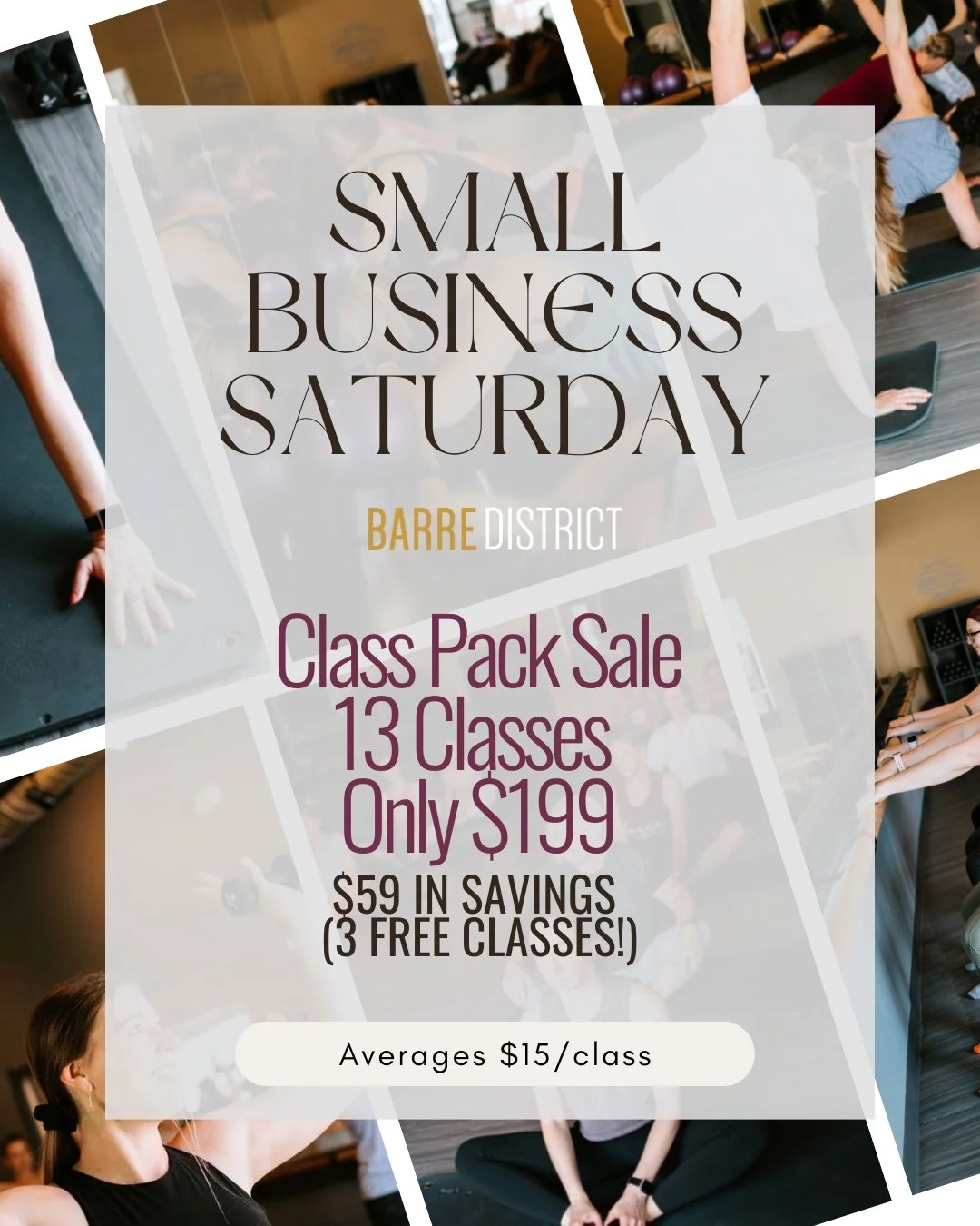 🔥Starting today we have the BEST deals of the year!🔥​​​​​​​​
​​​​​​​​
🔥Class Pack Sale: 13 Classes for the Price of 10!! Save $59! 💸​​​​​​​​
​​​​​​​​
🔥Thank you for supporting a woman-owned, local small business this holiday season. We LOVE our 