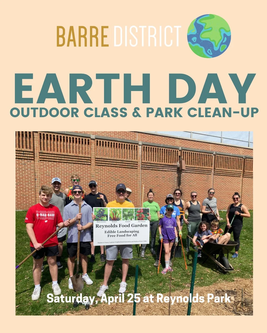 💚 LET&rsquo;S CELEBRATE EARTH DAY 💚

We will be hosting an outdoor class and park clean up on Saturday April 25 to celebrate our Mother Earth.🌎 

Outdoor barre class will be at 9 AM at Reynolds Park followed by a clean up. This is park near the st