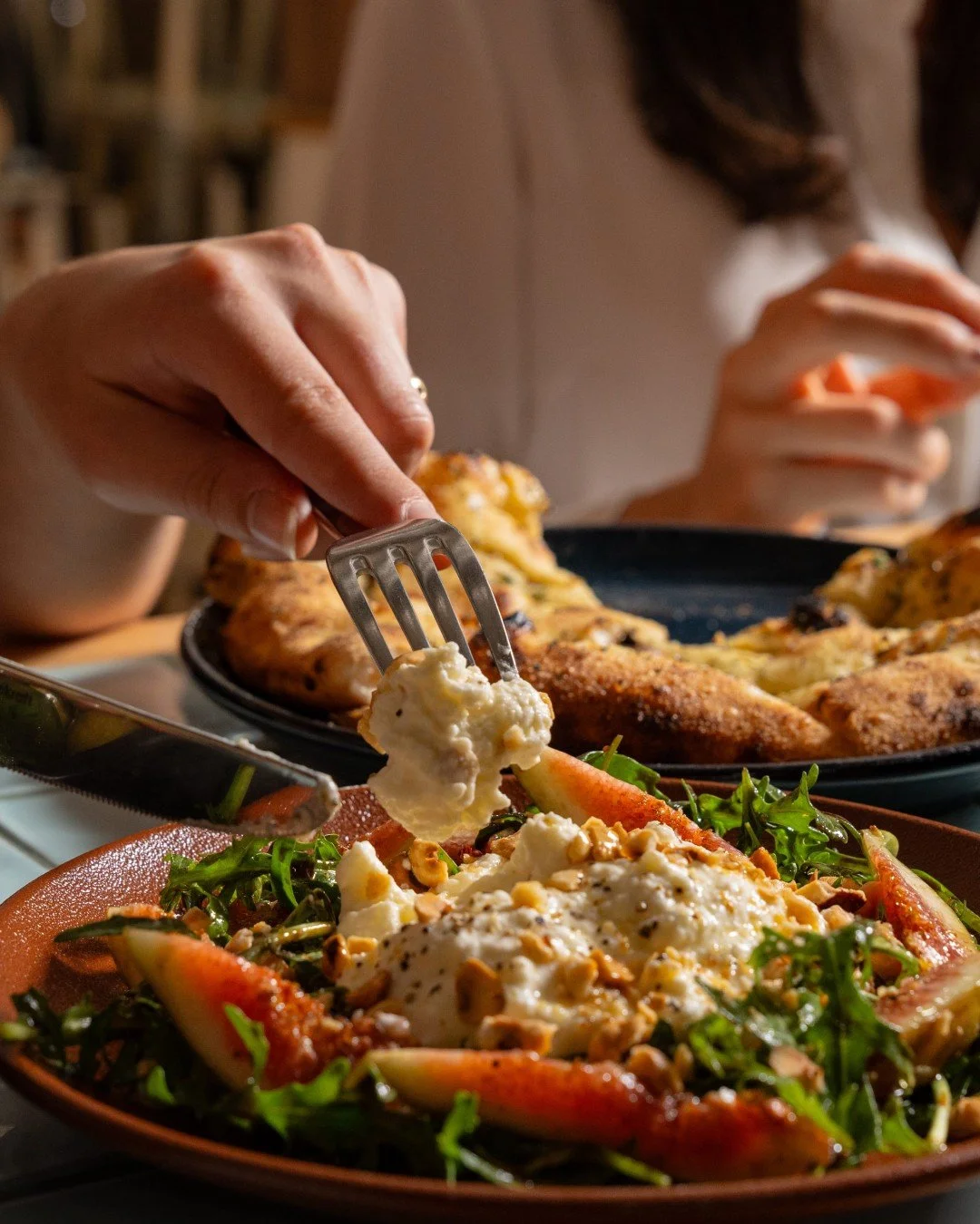 Our antipasto selection is made for sharing with fresh, vibrant flavours that start every meal beautifully.

Stracciatella with fresh figs, rocket, hazelnuts, and a drizzle of balsamic - the perfect balance of creamy, sweet, and nutty.

Try it out to