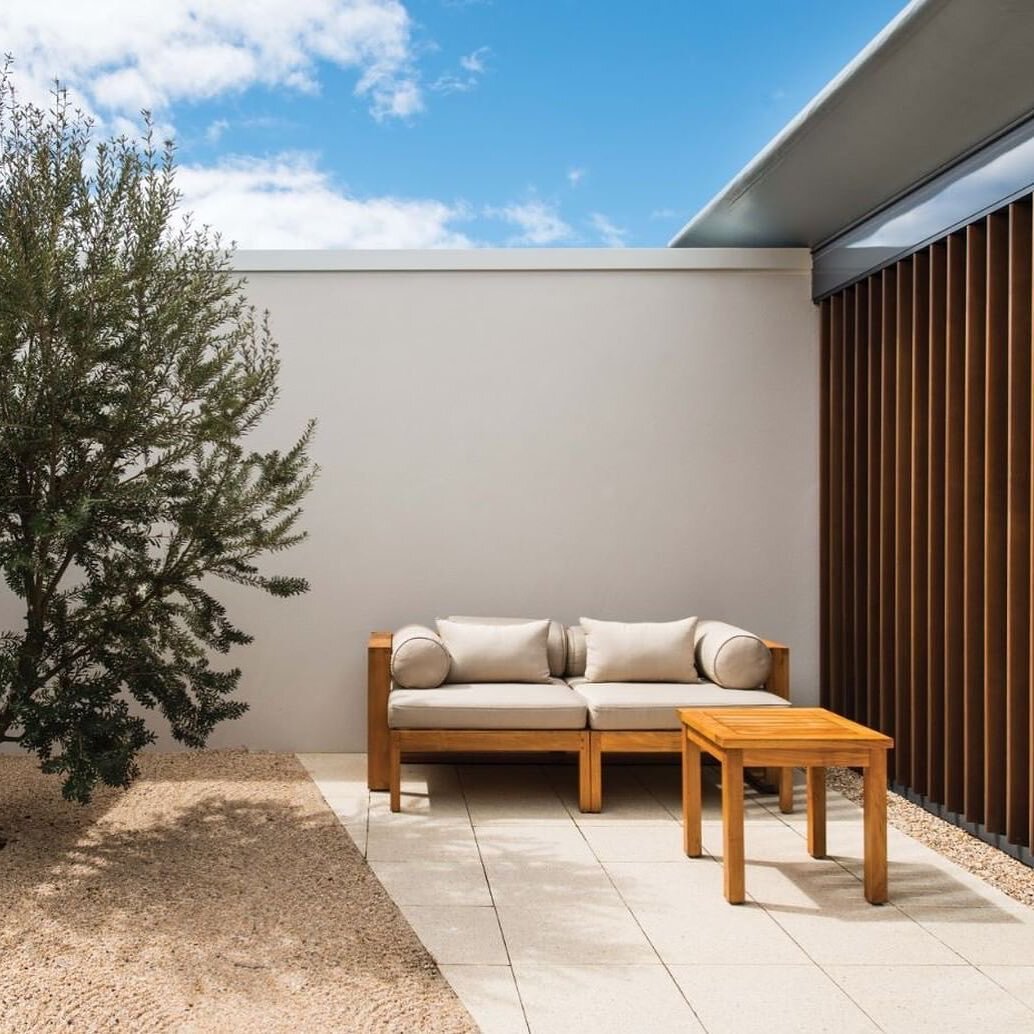 A space to retreat - This is one of a series of intimate courtyards at @saffirefreycinet on the east coast of Tasmania. Designed as a threshold between the stunning accomodation and broad revegetated native landscape, these courtyards provide guests 