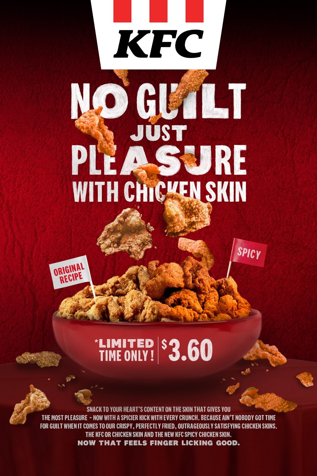 KFC Chicken Skin key visual proposal. Art direction and graphic design by me. 
