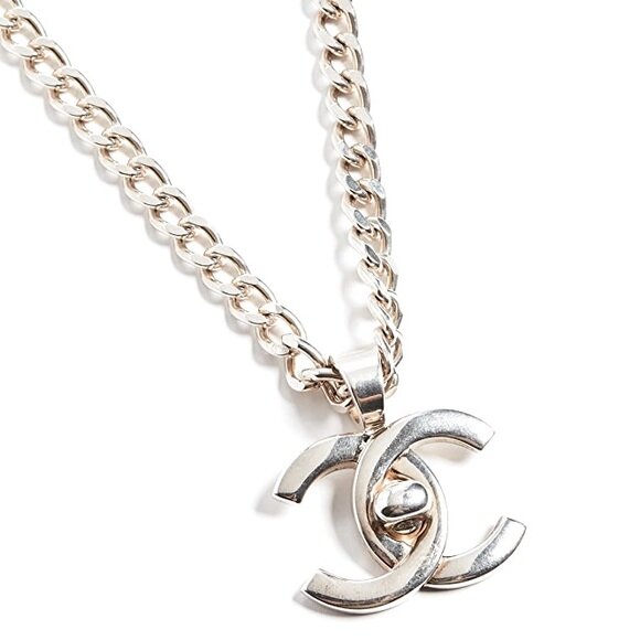 Chanel CC Silver Turnlock Chain Necklace 97P — ANK WORLD