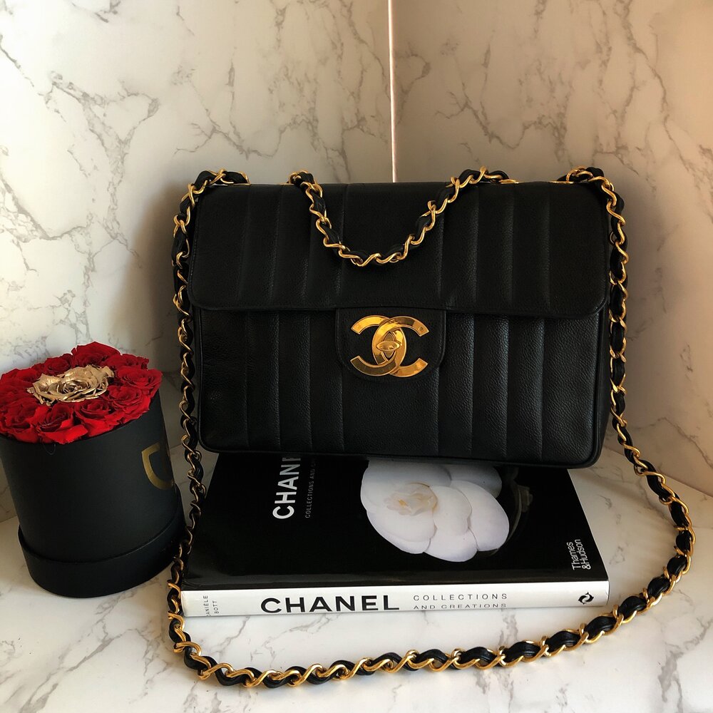 Chanel Classic Black x Beige Vertical Quilted Lambskin Small Flap