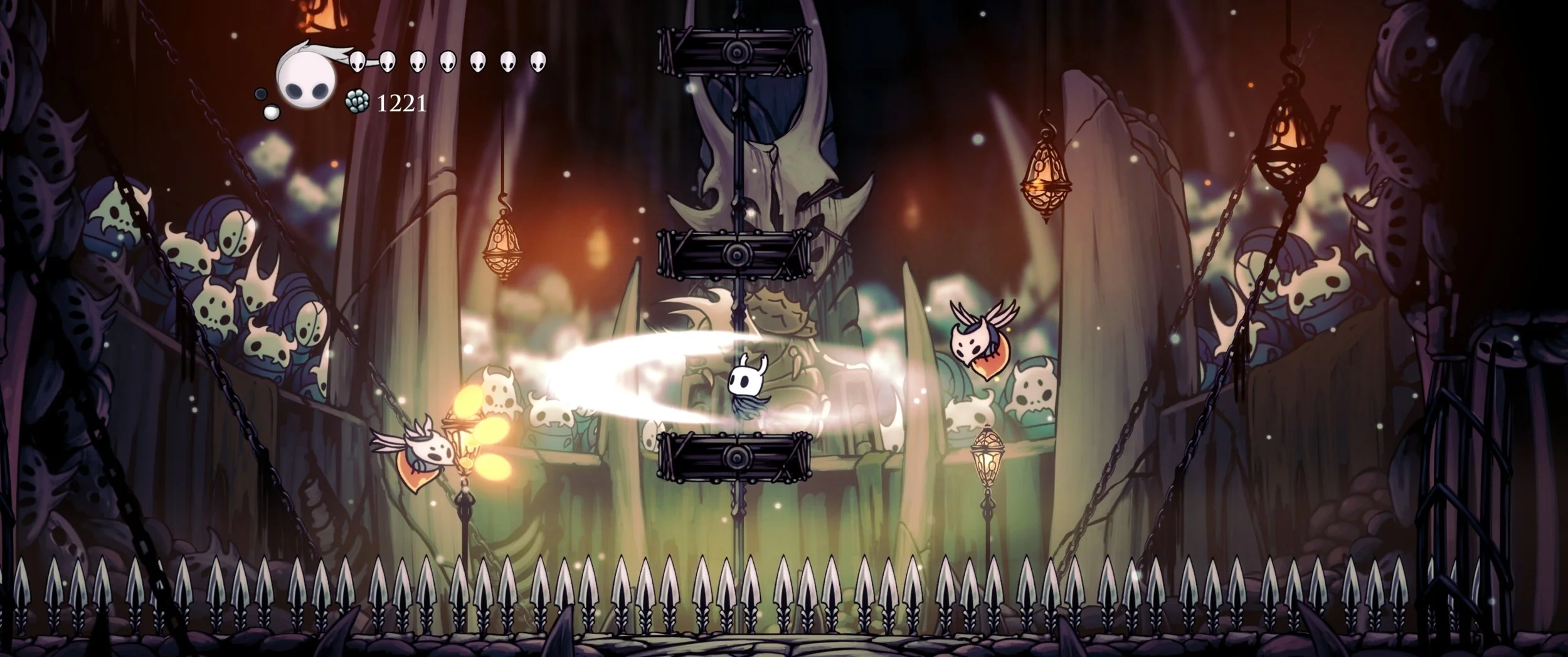 Captura oficial de Hollow Knight com foco na atmosfera e iluminação aprimorada