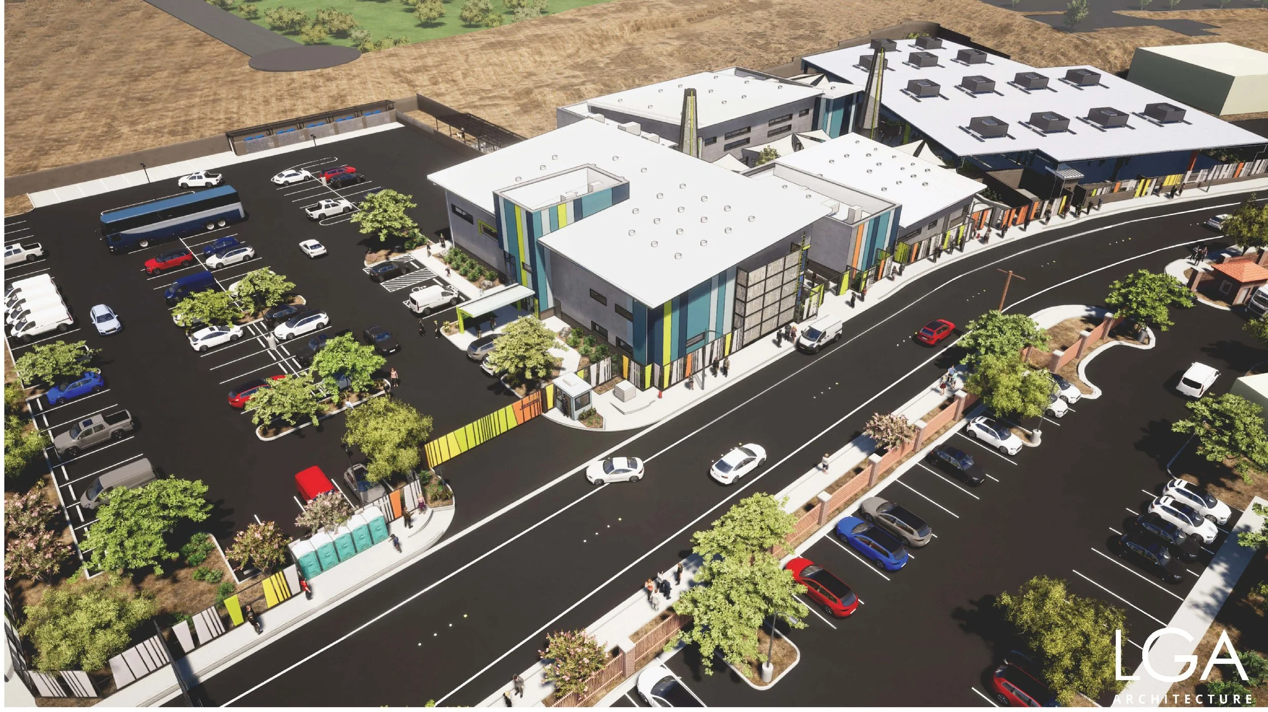 /// CORRIDOR OF HOPE COURTYARD
Description: Overhead view of the Corridor of Hope campus. Rendered in Twinmotion with some light Photoshop post-production.